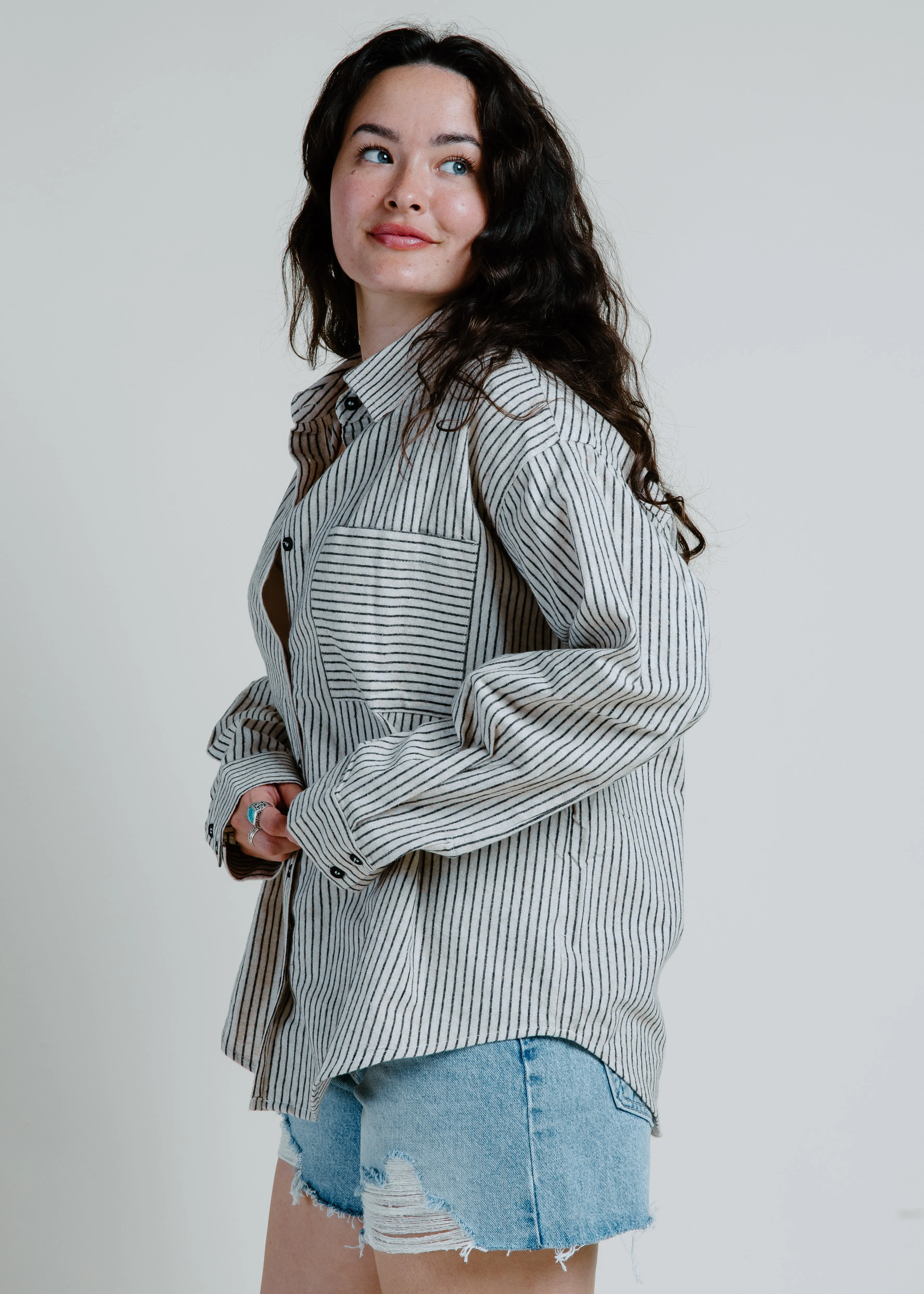 Carolyn Button Down Shirt - Natural sold by Vinnie Louise product image thumbnail 5