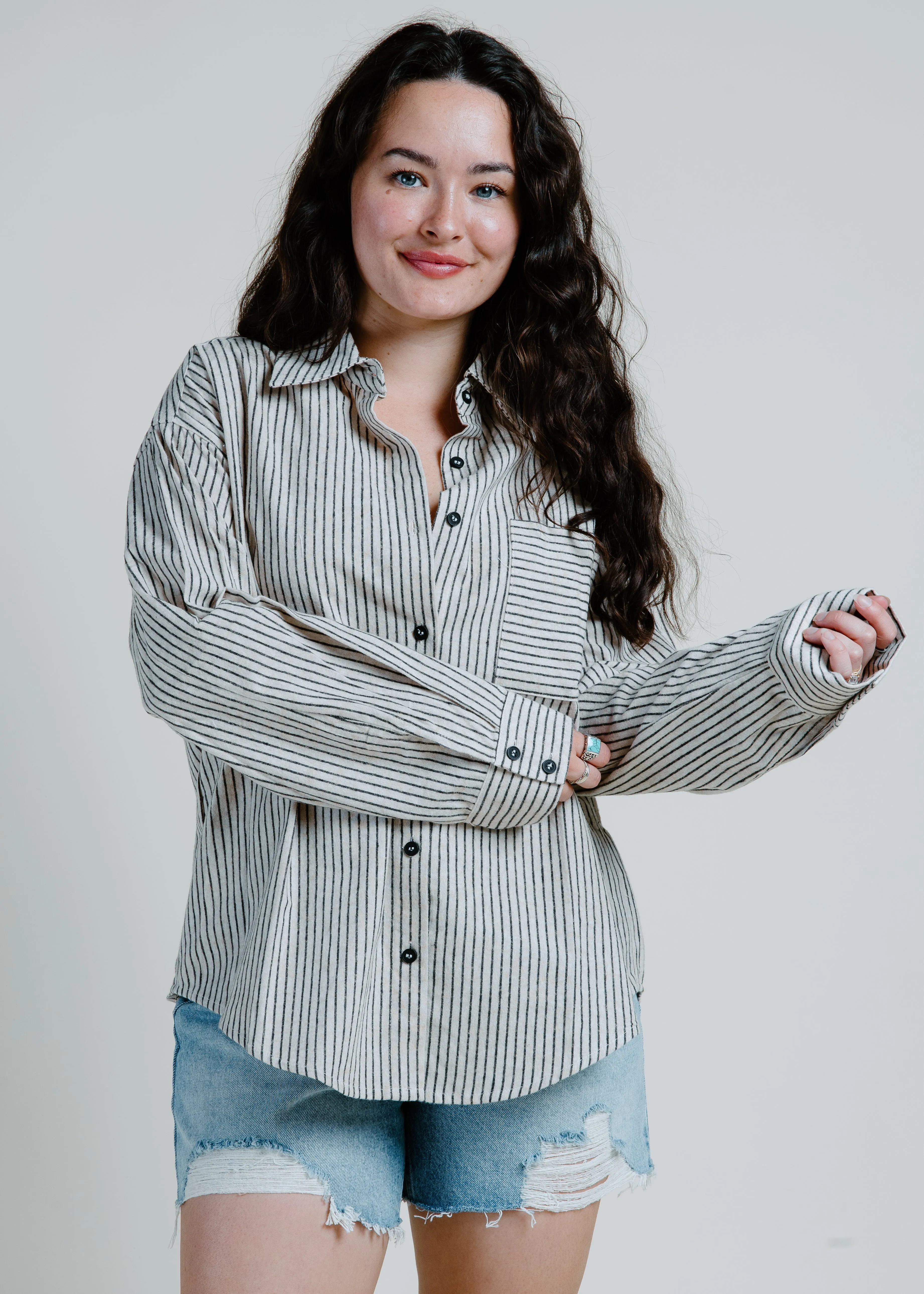 Carolyn Button Down Shirt - Natural sold by Vinnie Louise
