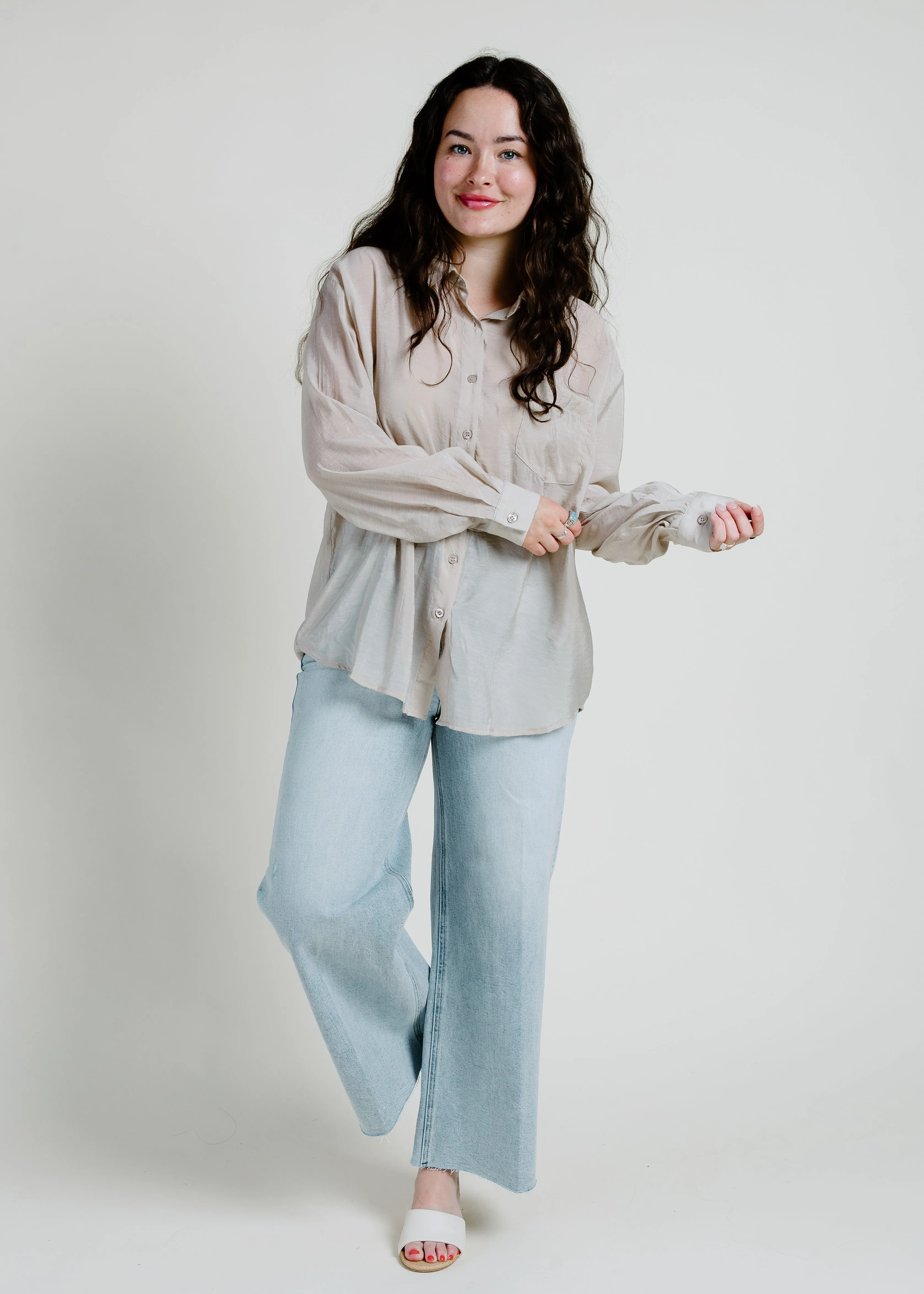 Harper Button Down - Taupe sold by Vinnie Louise product image thumbnail 3