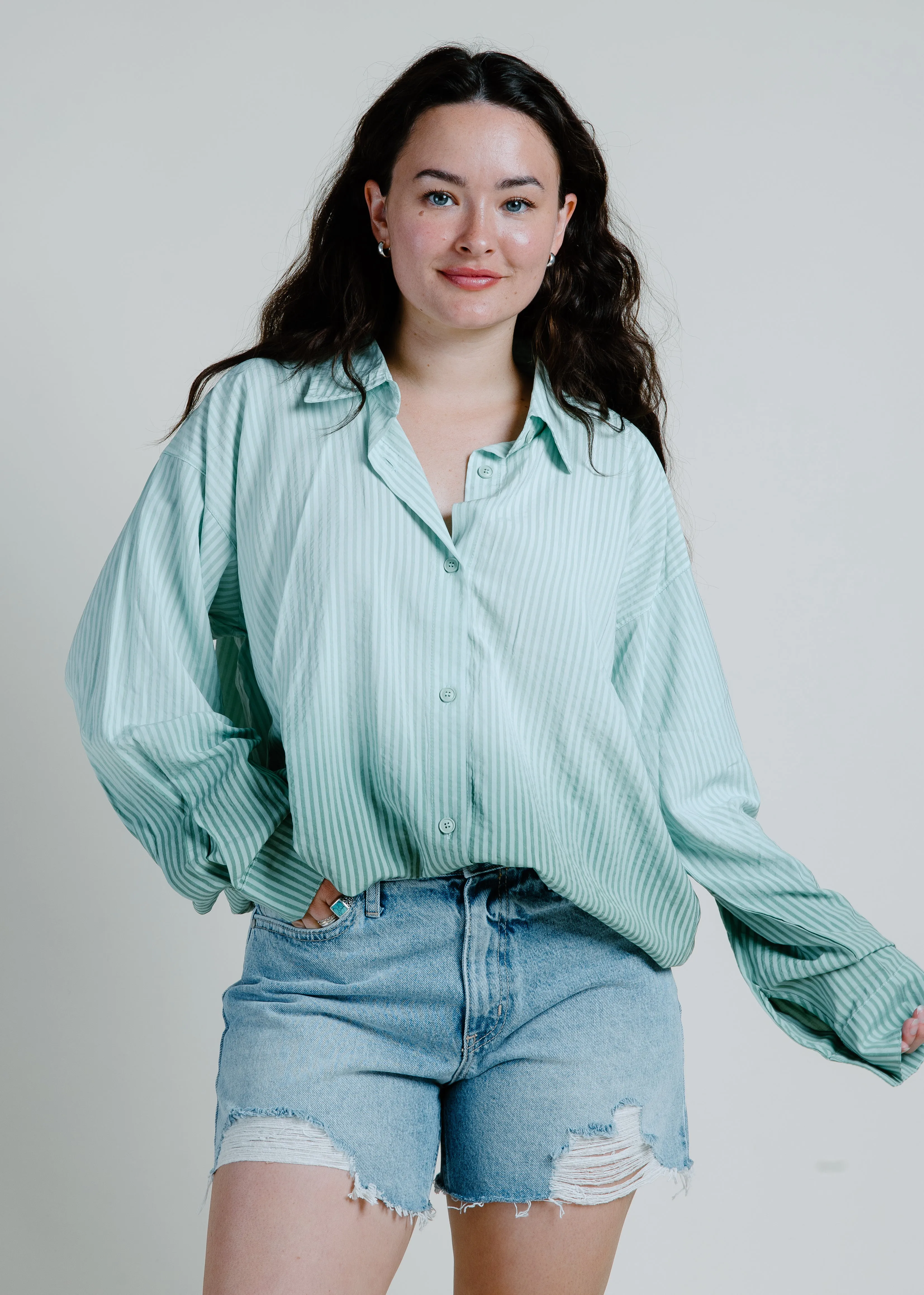 Kimber Striped Ombre Button Down - Green sold by Vinnie Louise product image thumbnail 2