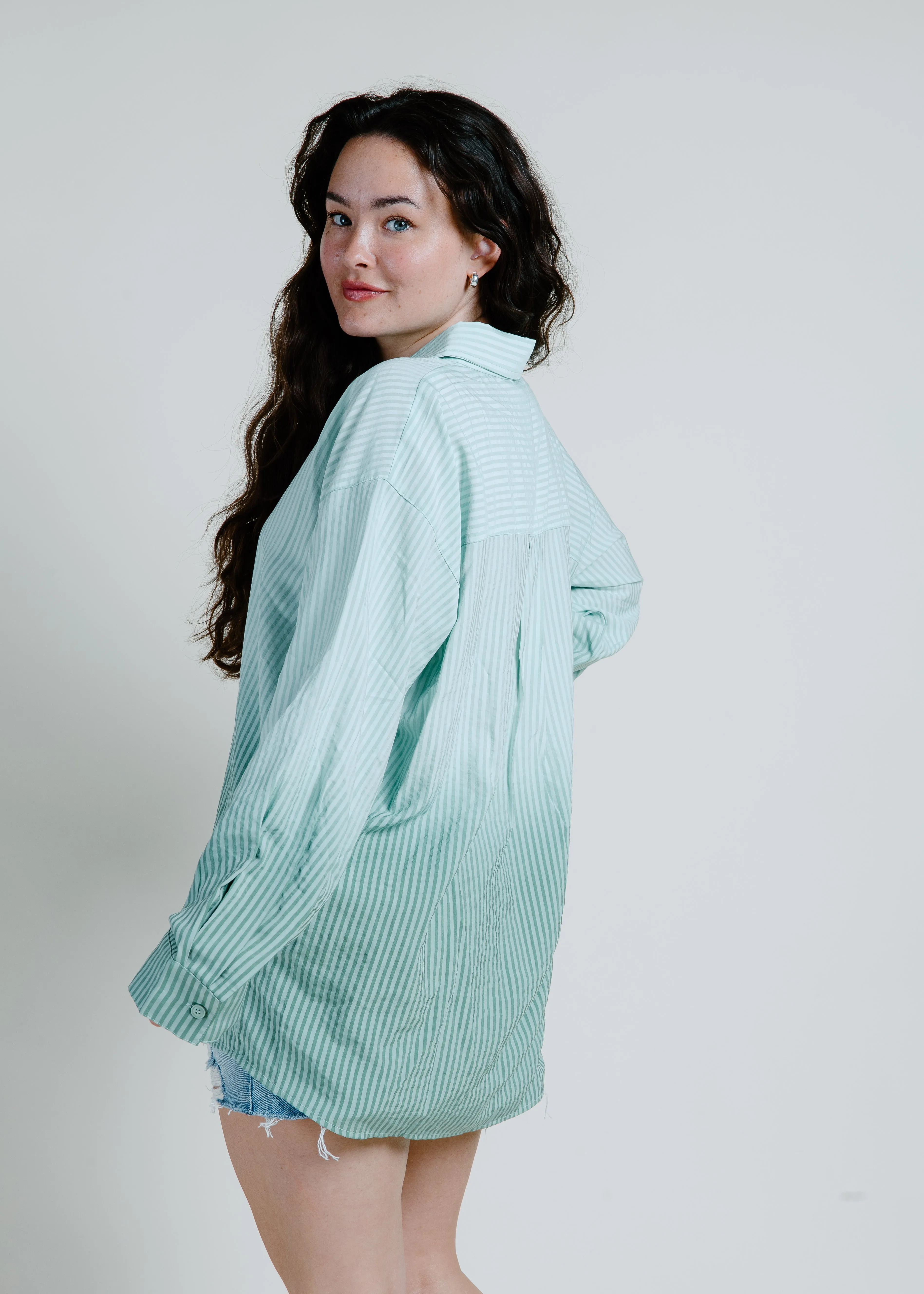 Kimber Striped Ombre Button Down - Green sold by Vinnie Louise product image thumbnail 4