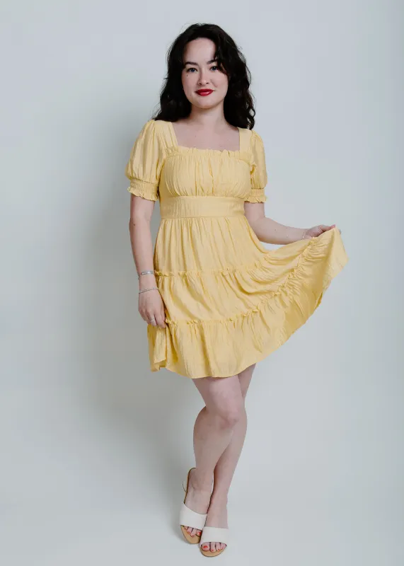 Jesse Square Neck Mini Dress - Yellow sold by Vinnie Louise
