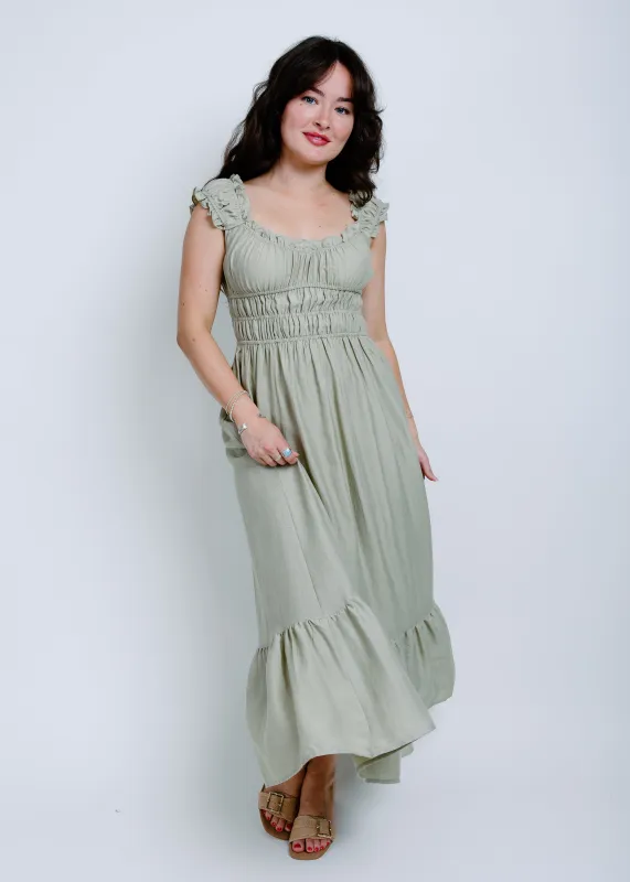 Ellias Midi Dress - Olive made by Blu Pepper