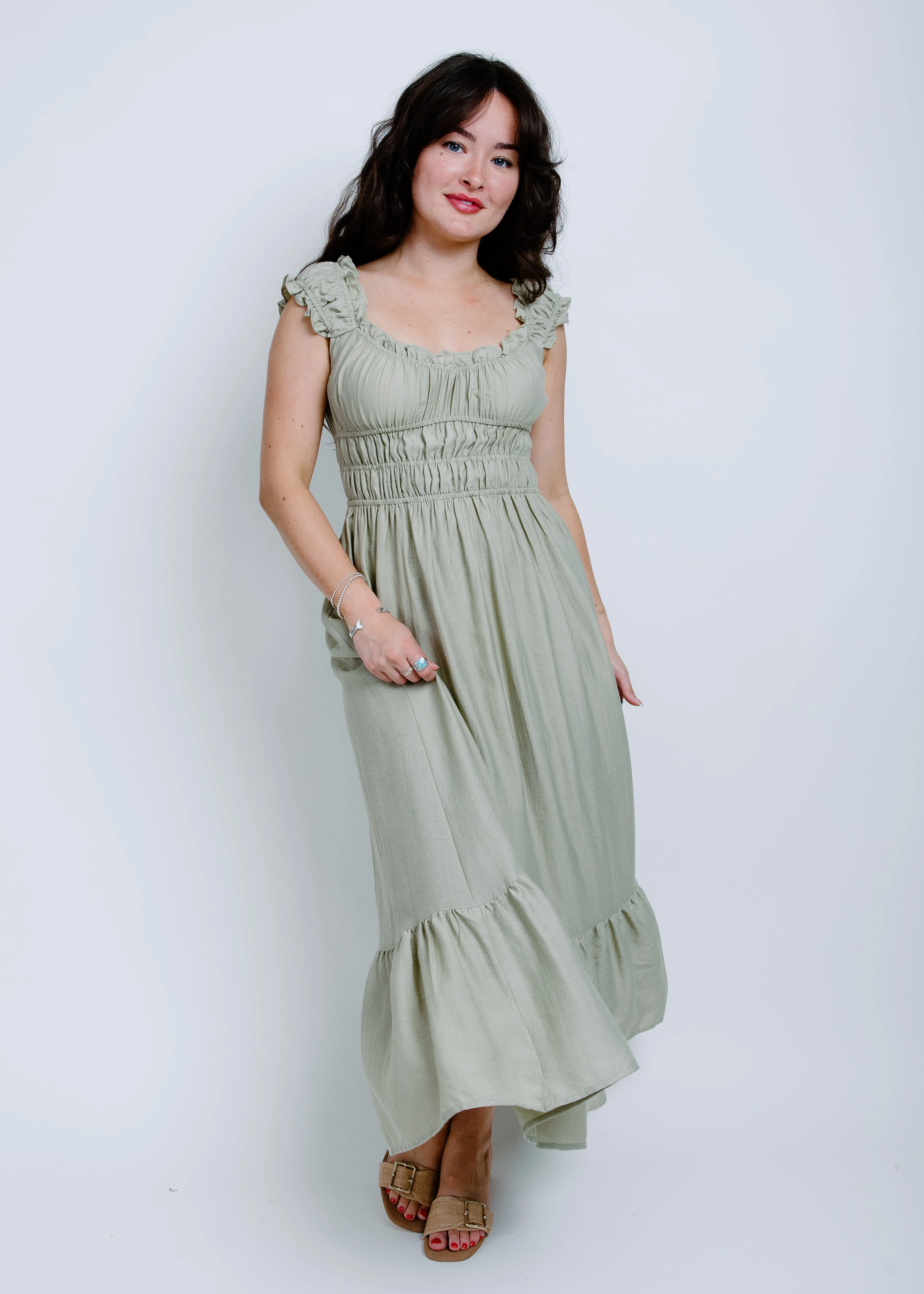 Ellias Midi Dress - Olive sold by Vinnie Louise