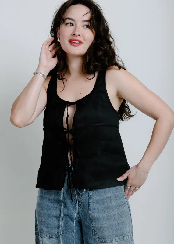Beyond Compare Tie Top - Black sold by Vinnie Louise