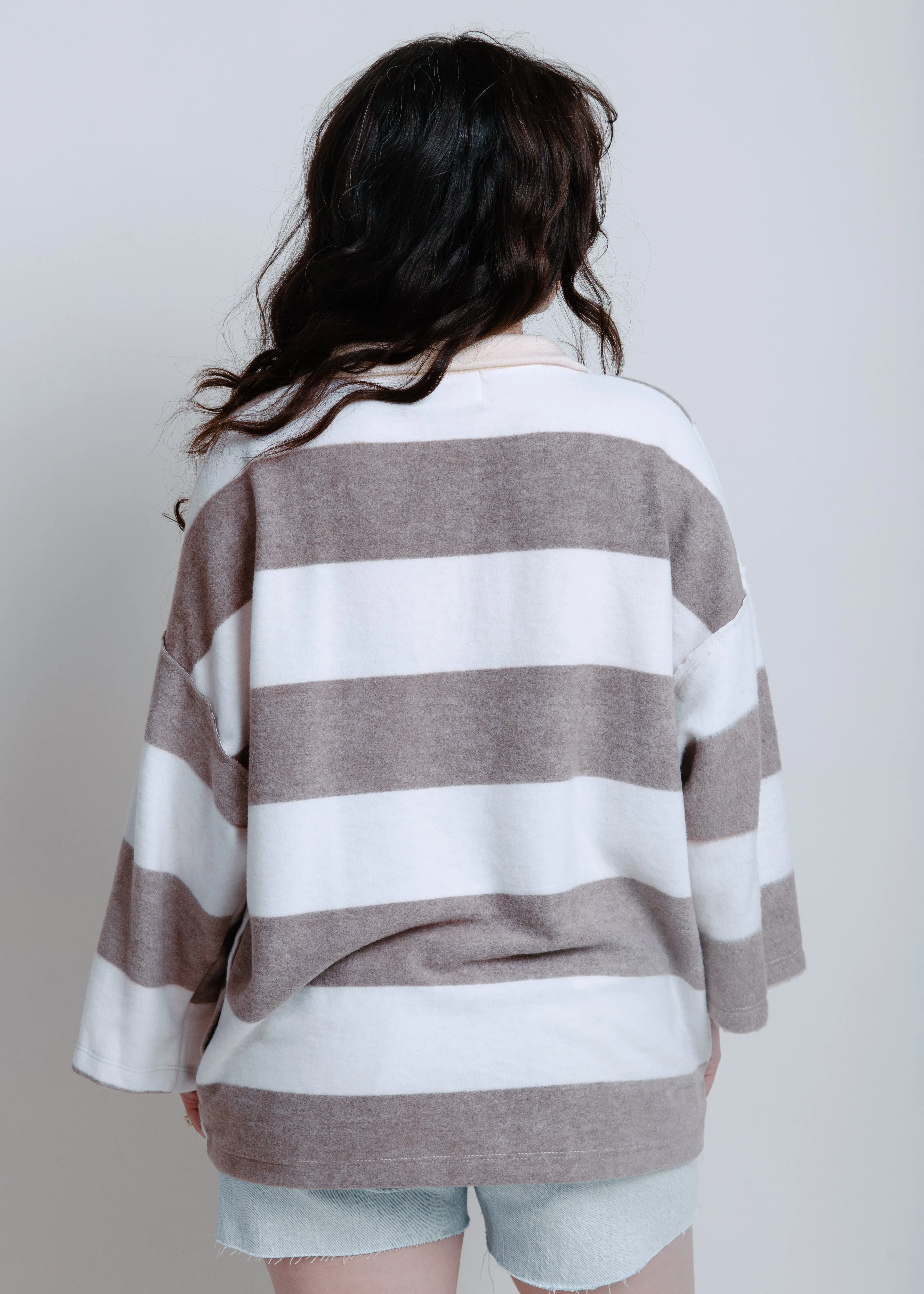 Rugby Striped Quarter Zip - Brown sold by Vinnie Louise product image thumbnail 4