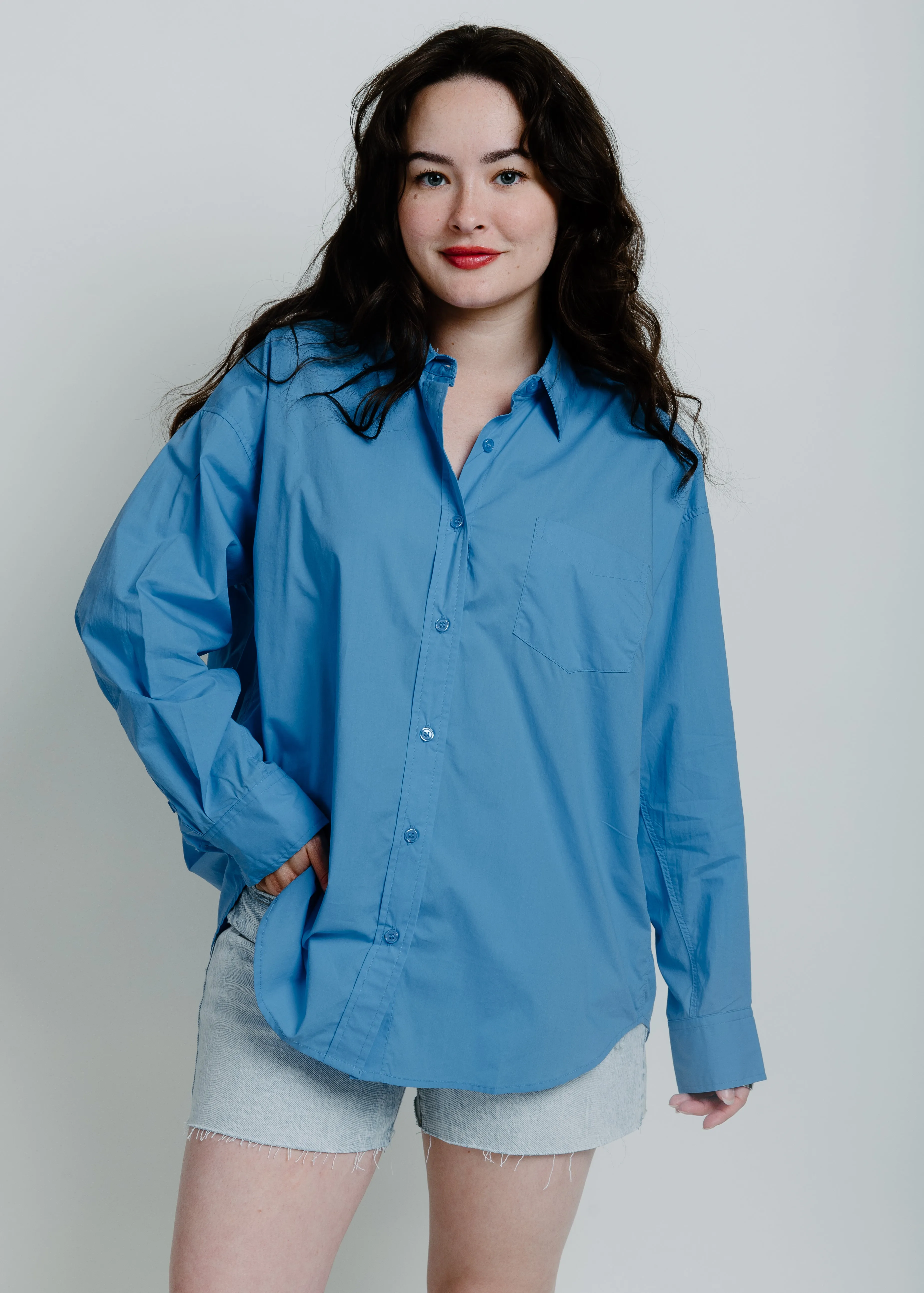 Milana Button Down Top - Blue sold by Vinnie Louise
