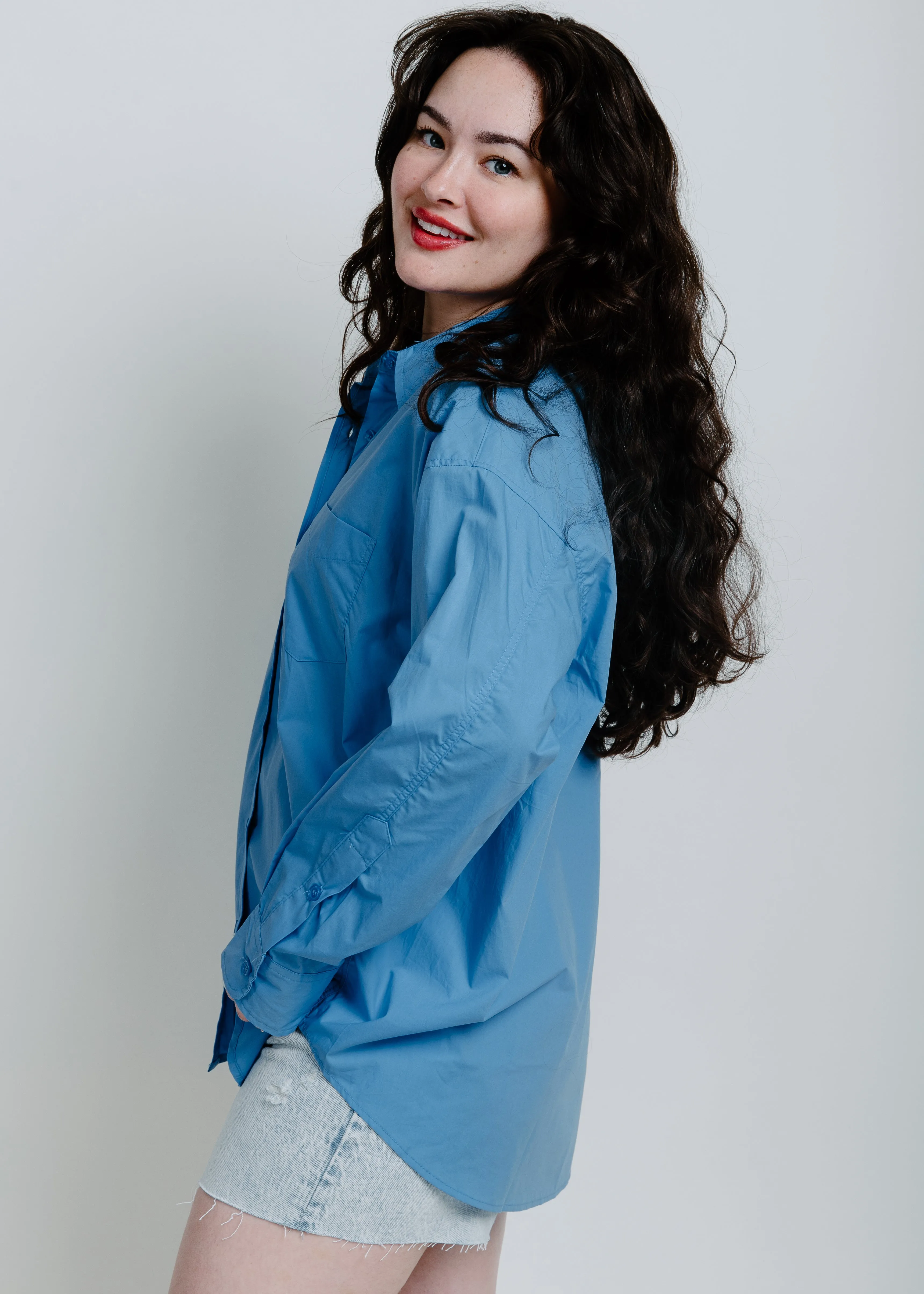 Milana Button Down Top - Blue sold by Vinnie Louise product image thumbnail 3