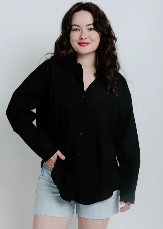 Milana Button Down Top - Black made by The Workshop Studio