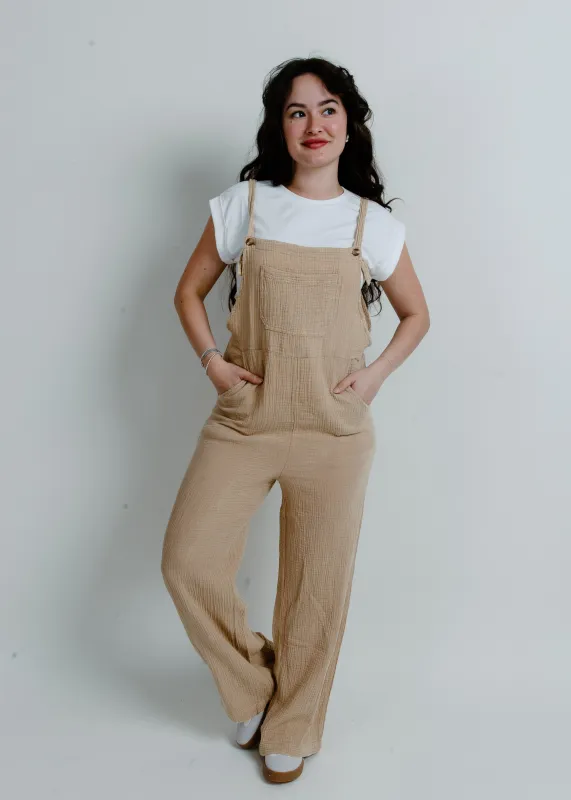 Mackie Wide Leg Overall - Taupe sold by Vinnie Louise