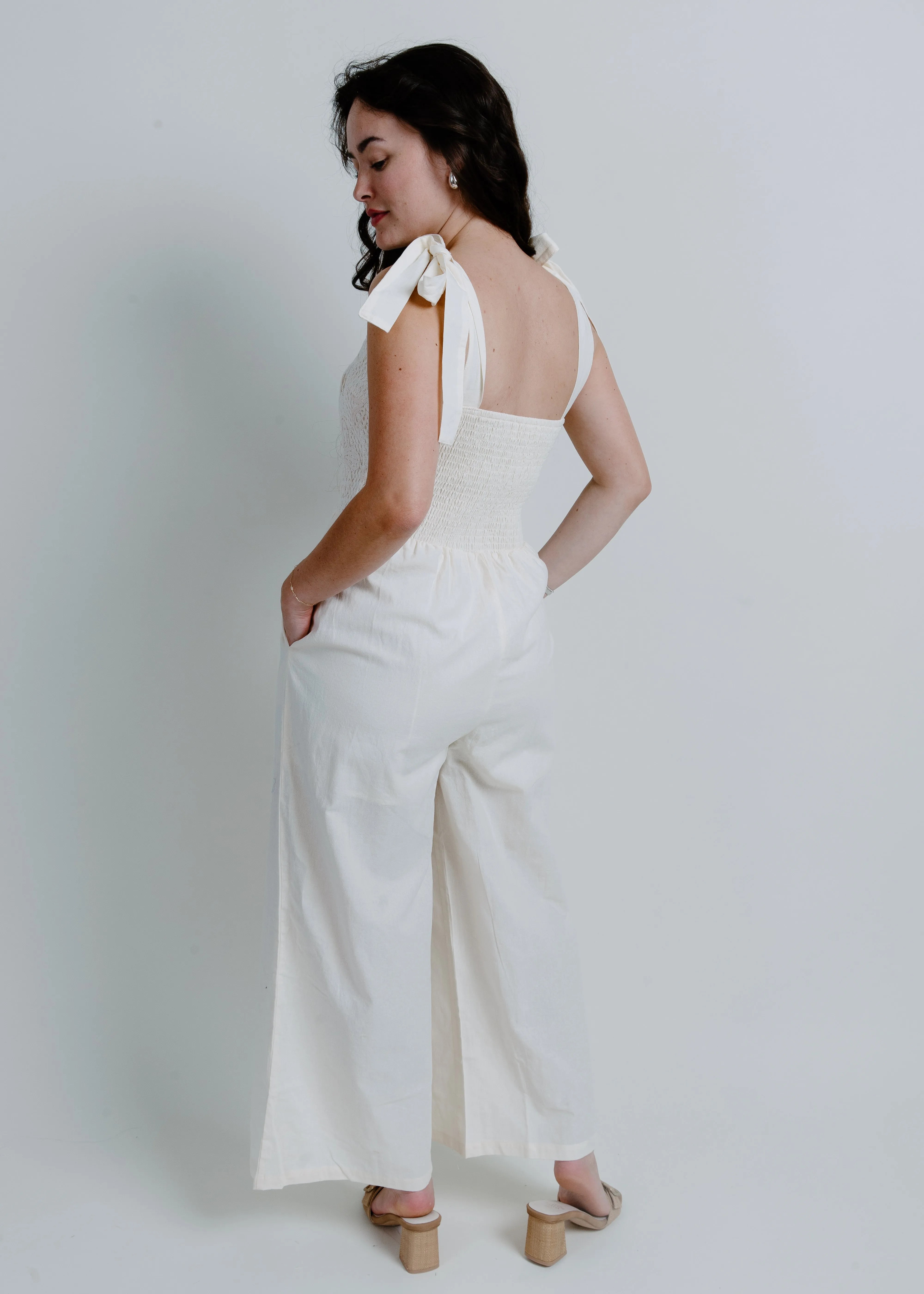 Ring The Bells Crochet Jumpsuit - Oatmeal sold by Vinnie Louise product image thumbnail 3