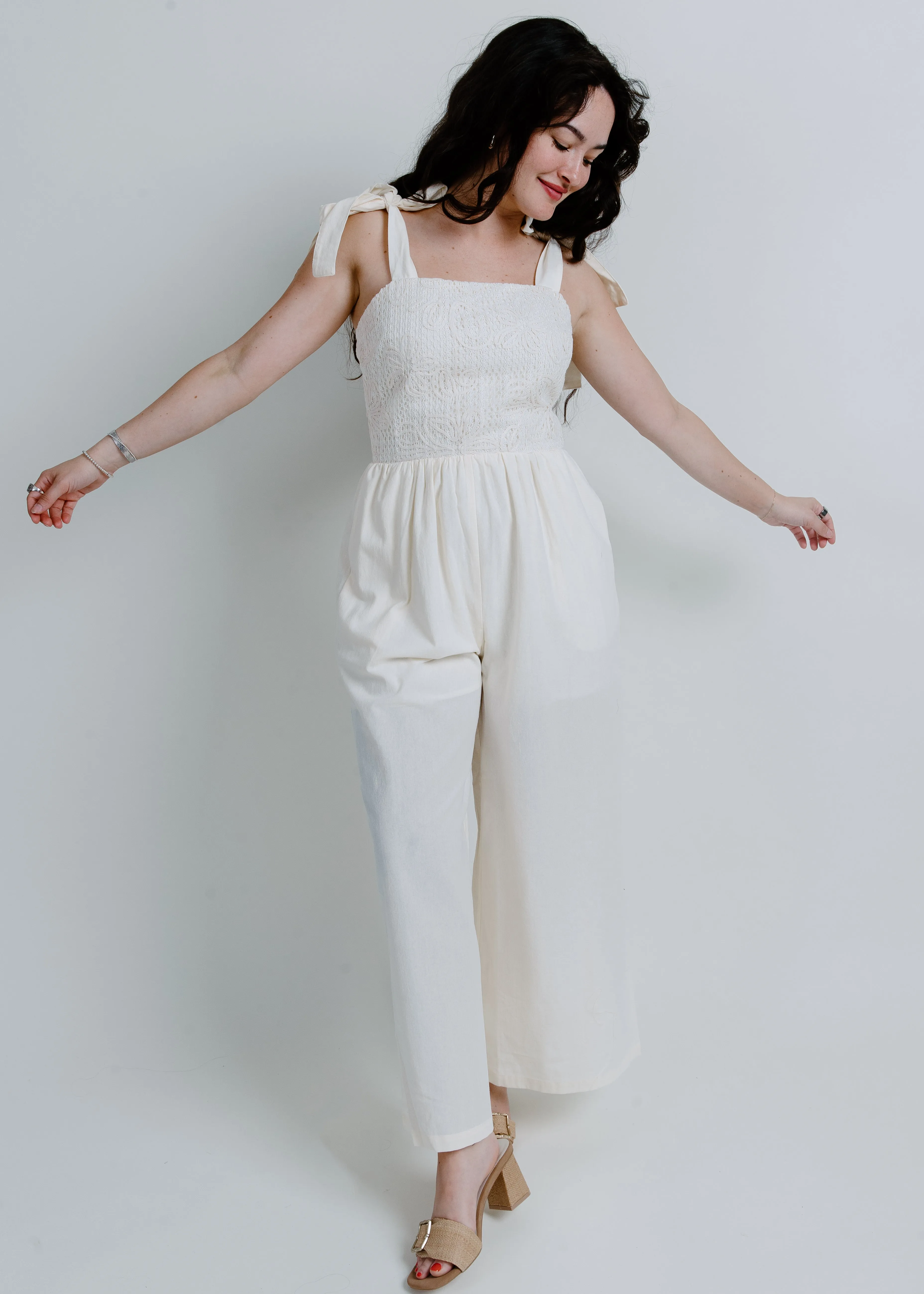 Ring The Bells Crochet Jumpsuit - Oatmeal sold by Vinnie Louise product image thumbnail 4