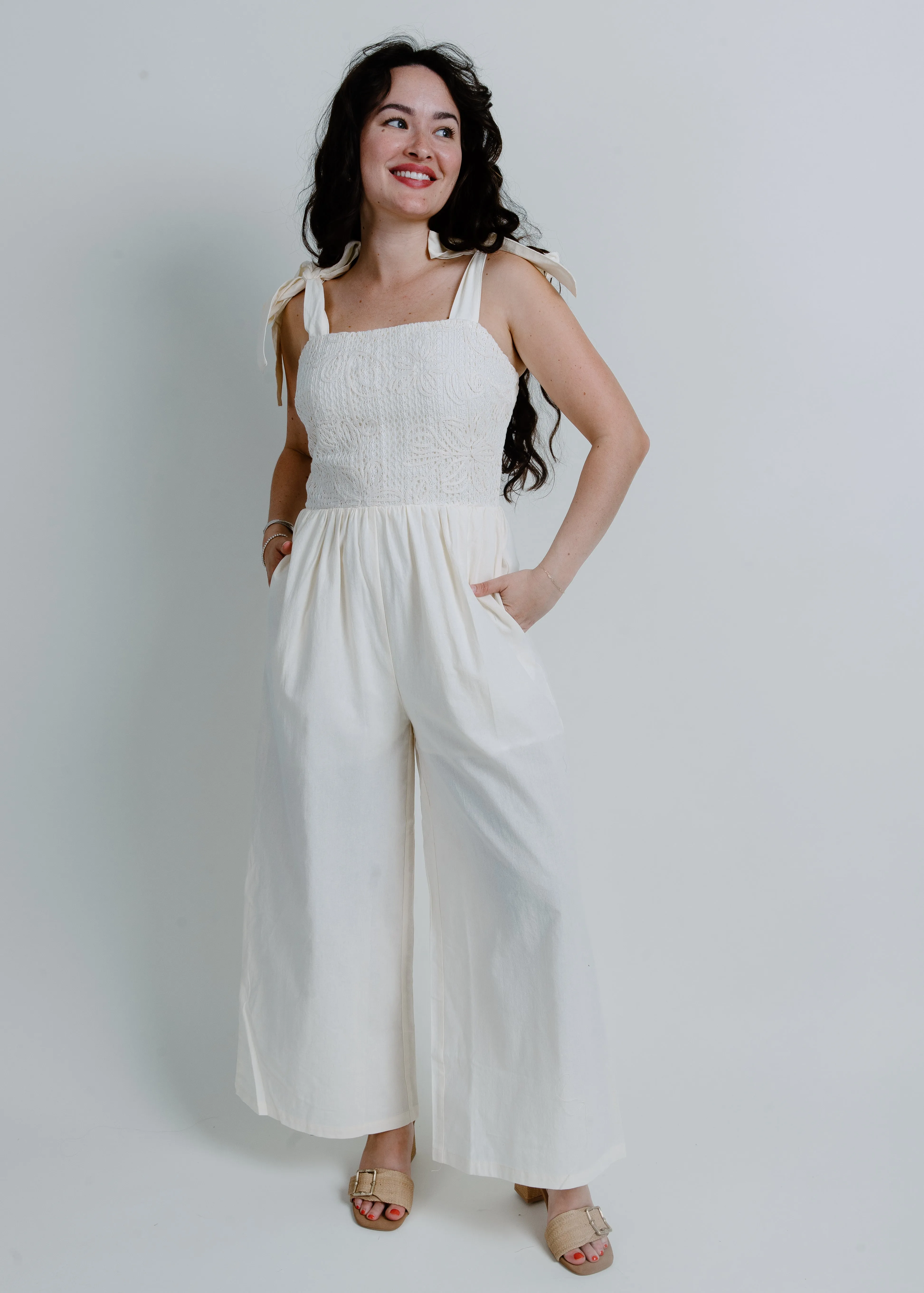 Ring The Bells Crochet Jumpsuit - Oatmeal sold by Vinnie Louise