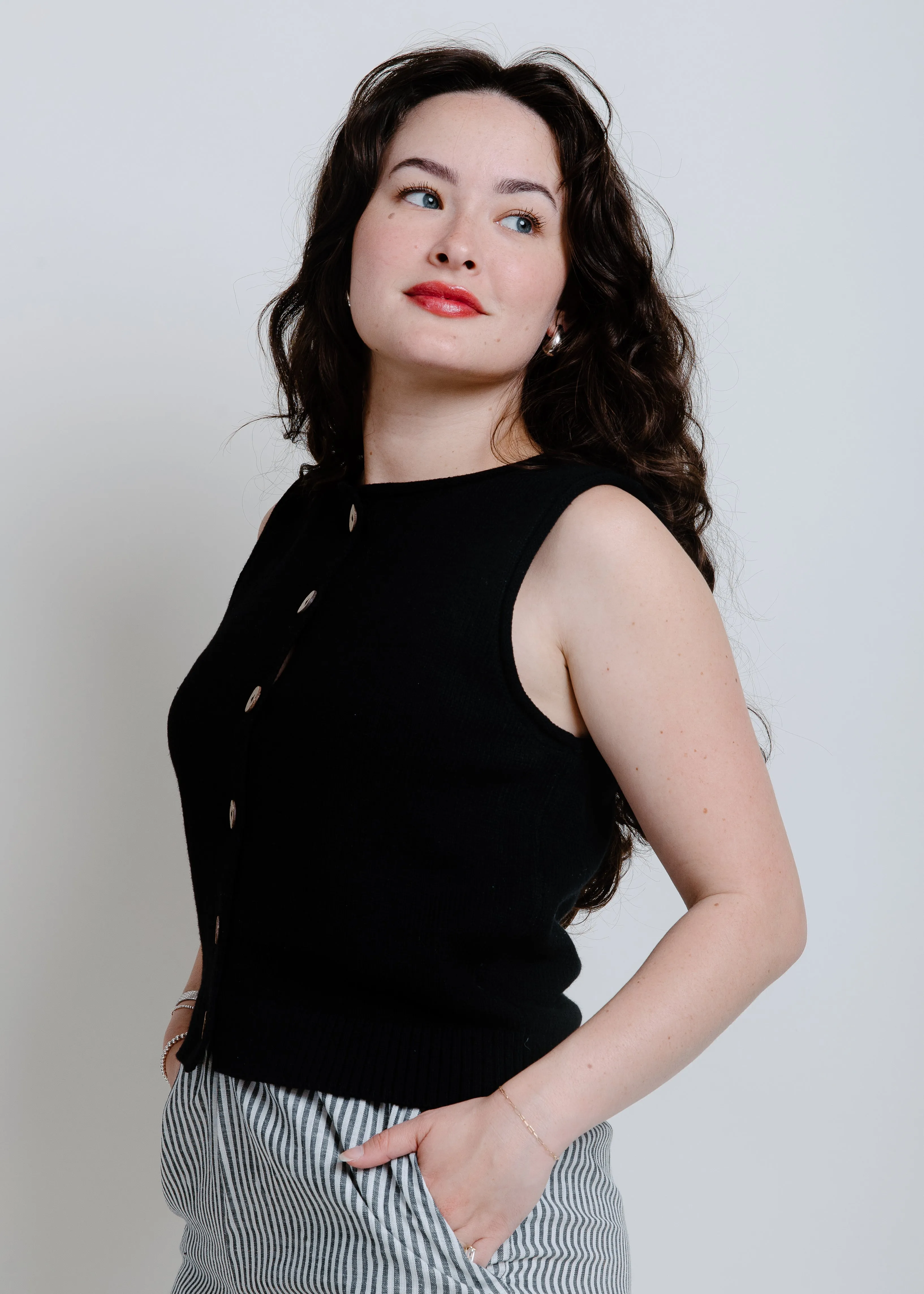 Taylar Knit Button Down Vest - Black sold by Vinnie Louise product image thumbnail 4