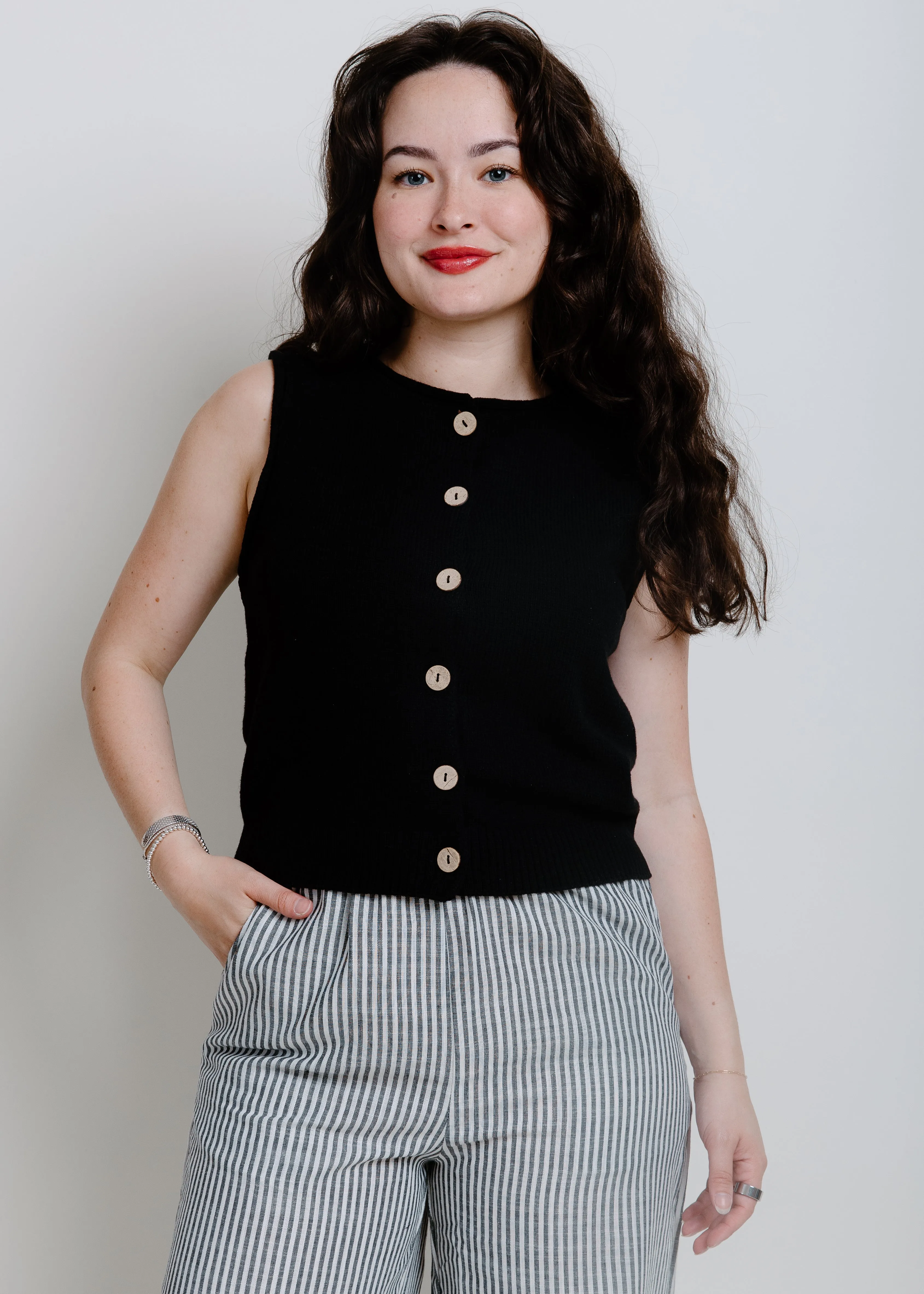 Taylar Knit Button Down Vest - Black sold by Vinnie Louise product image thumbnail 3