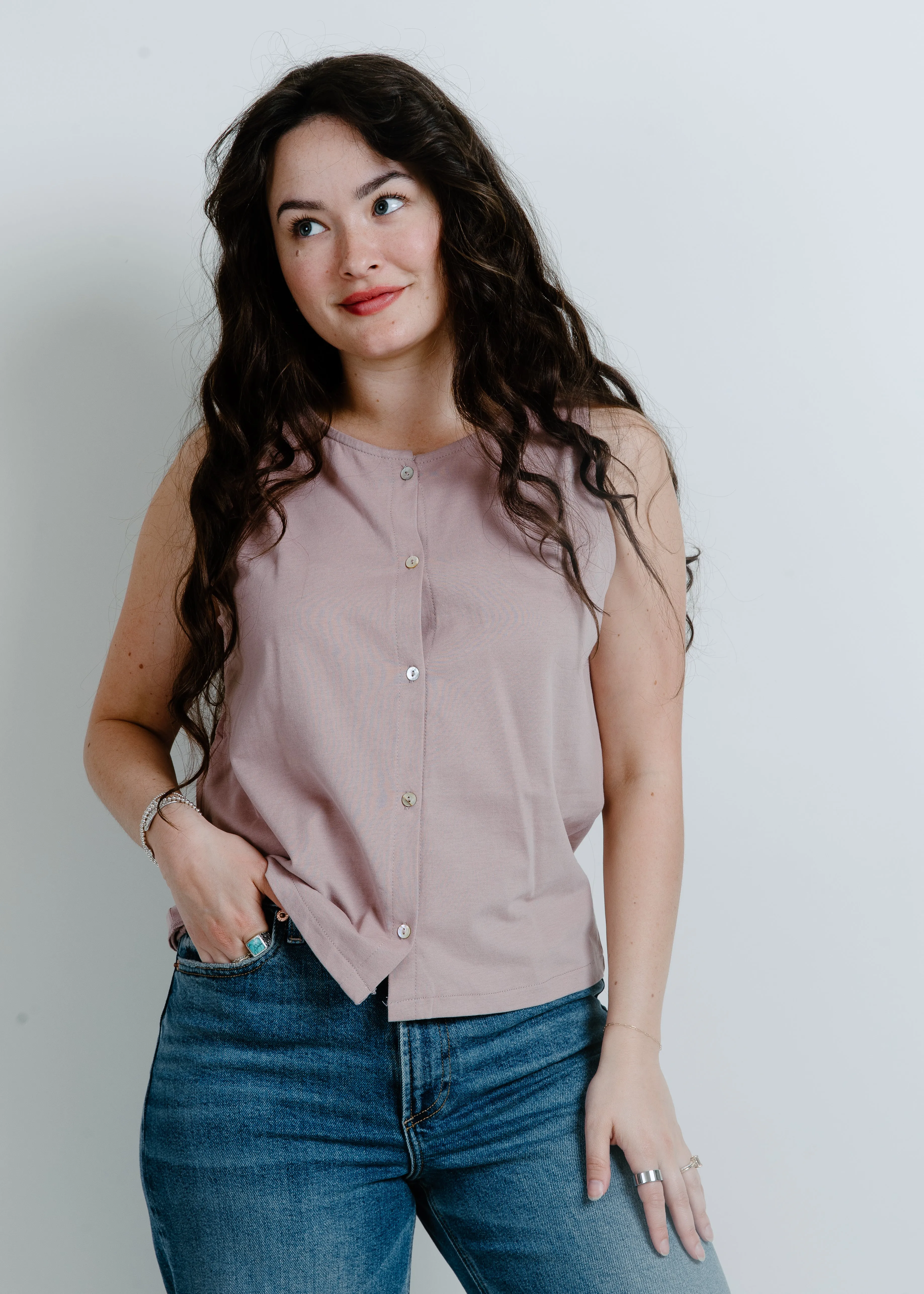 Mia Knit Tank - Mauve sold by Vinnie Louise