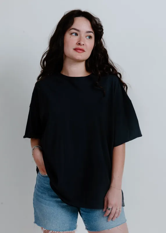 Shiloh Raw Hem Tee - Onyx made by Vinnie Louise