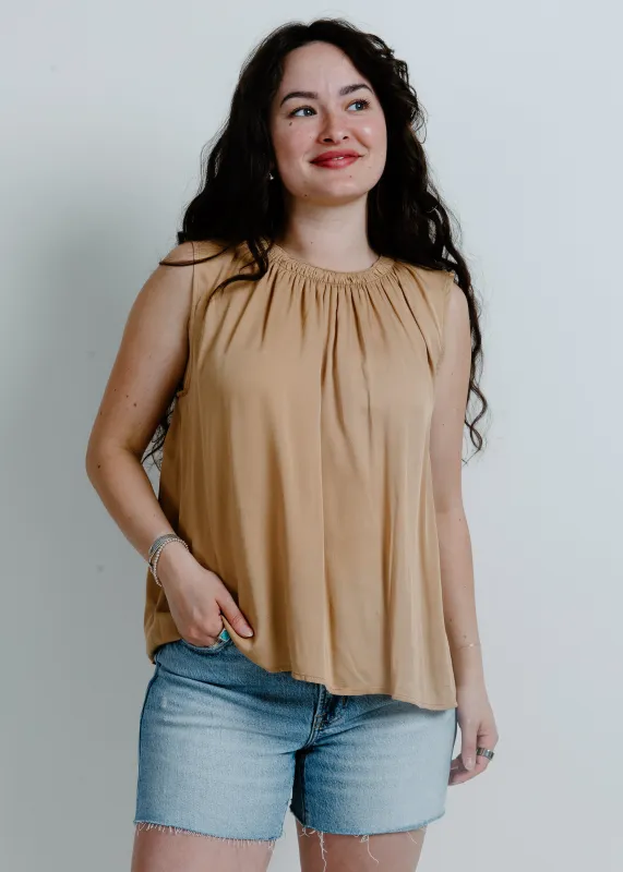 Maia Sleeveless Blouse - Camel sold by Vinnie Louise