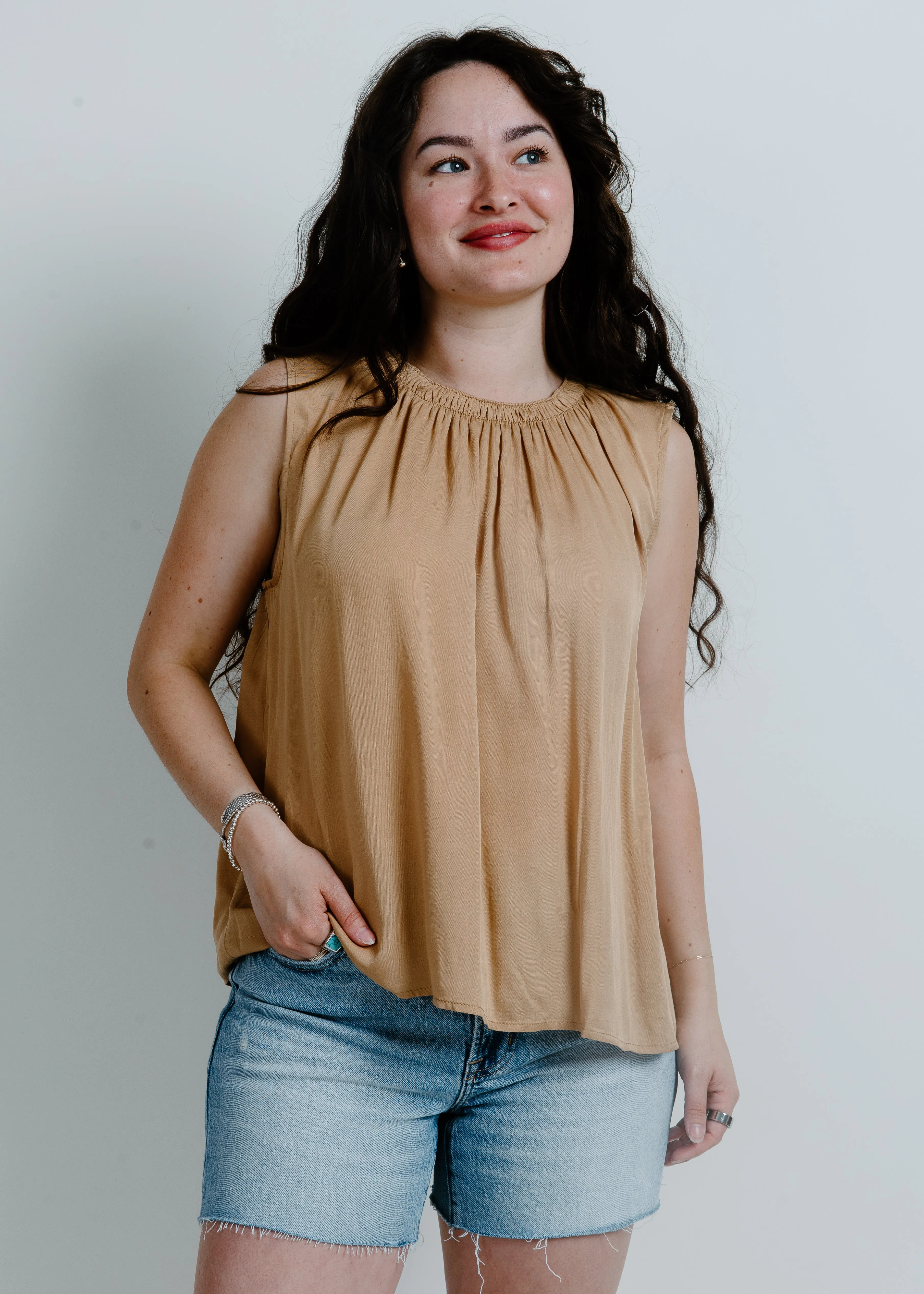 Maia Sleeveless Blouse - Camel sold by Vinnie Louise