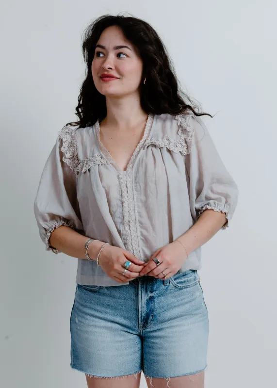 Paxton Lace Detailed Blouse - Sand sold by Vinnie Louise