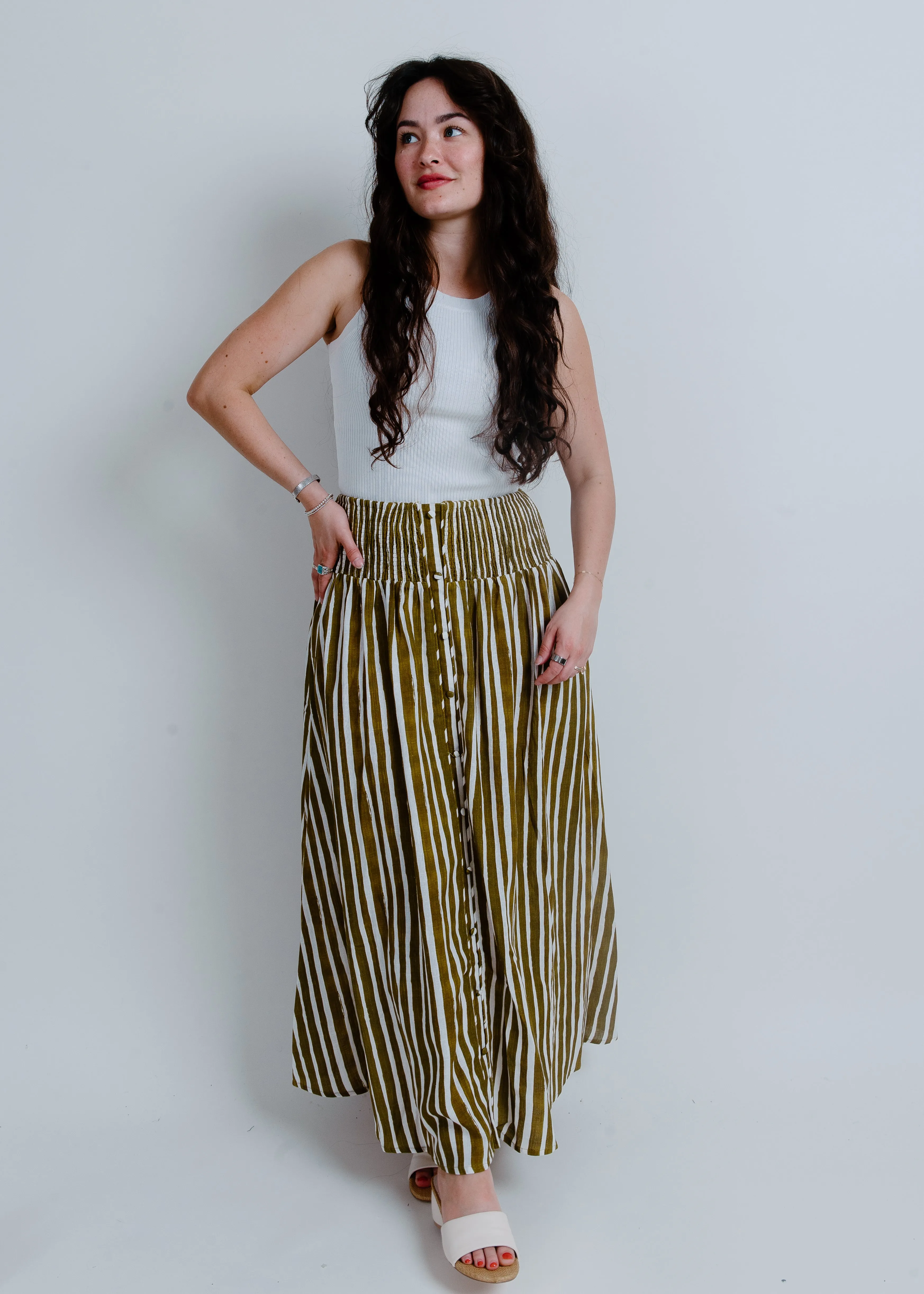 Perrie Striped Maxi Skirt sold by Vinnie Louise