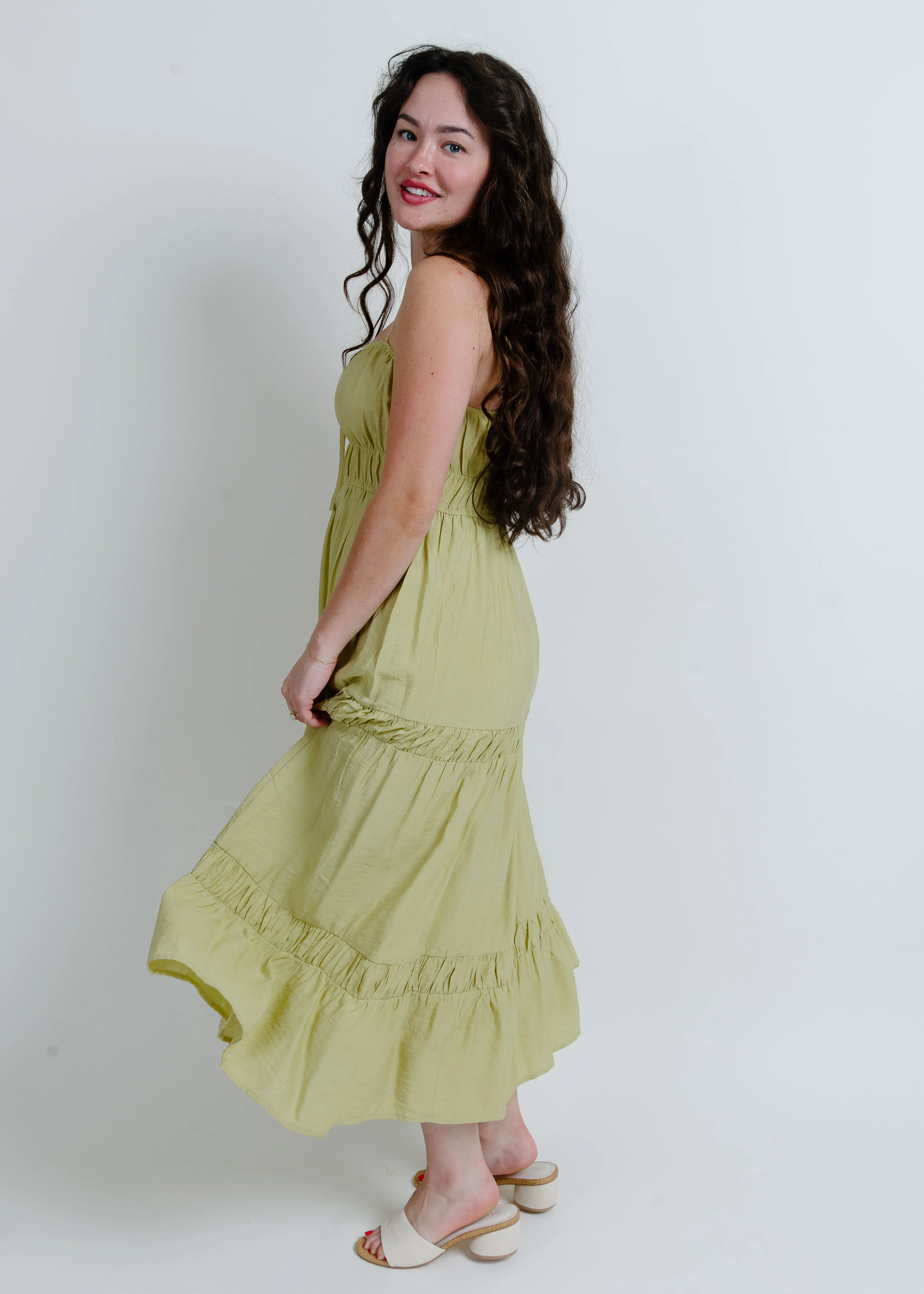 Janelle Tiered Midi Dress - Kiwi sold by Vinnie Louise product image thumbnail 2