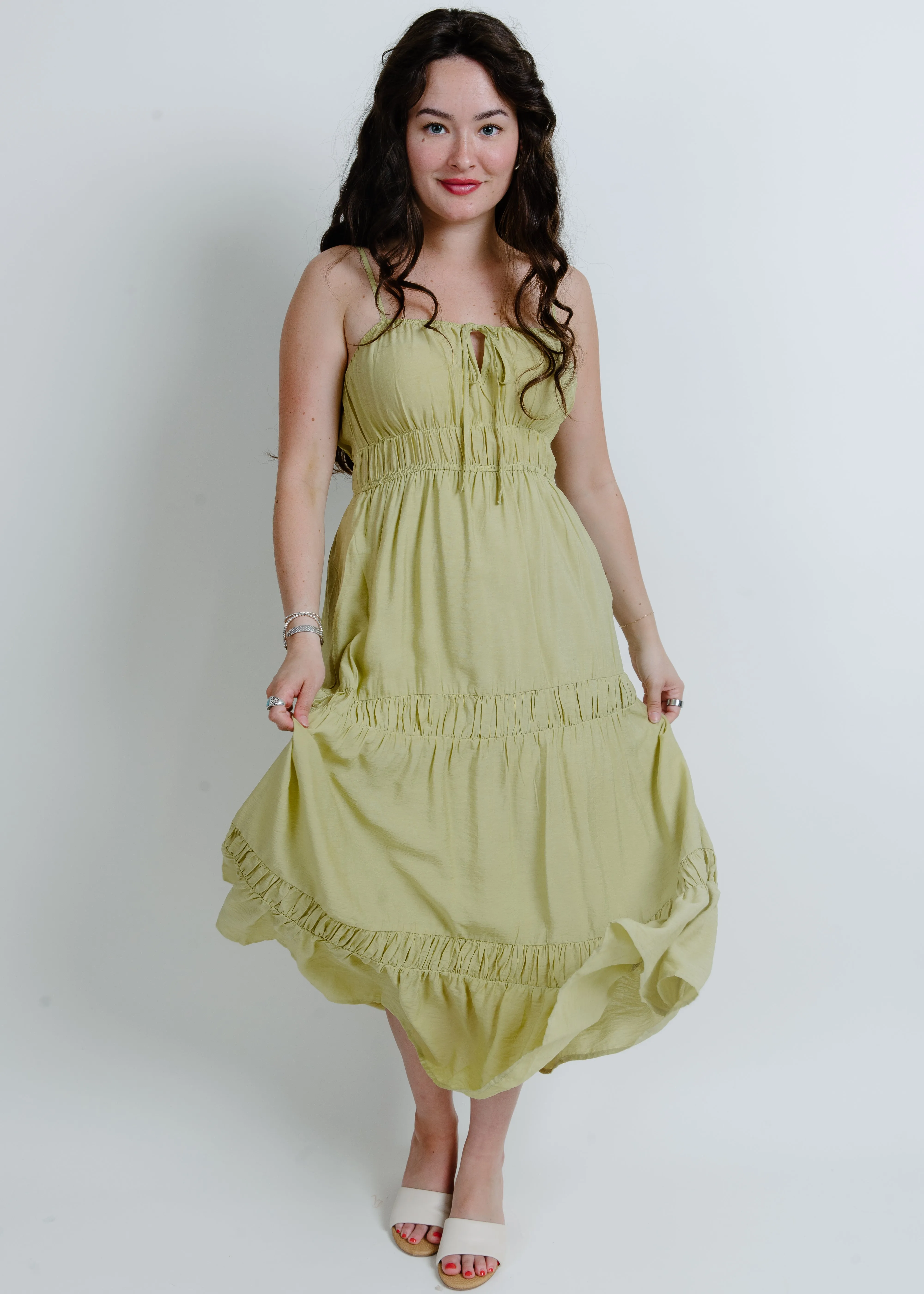 Janelle Tiered Midi Dress - Kiwi sold by Vinnie Louise