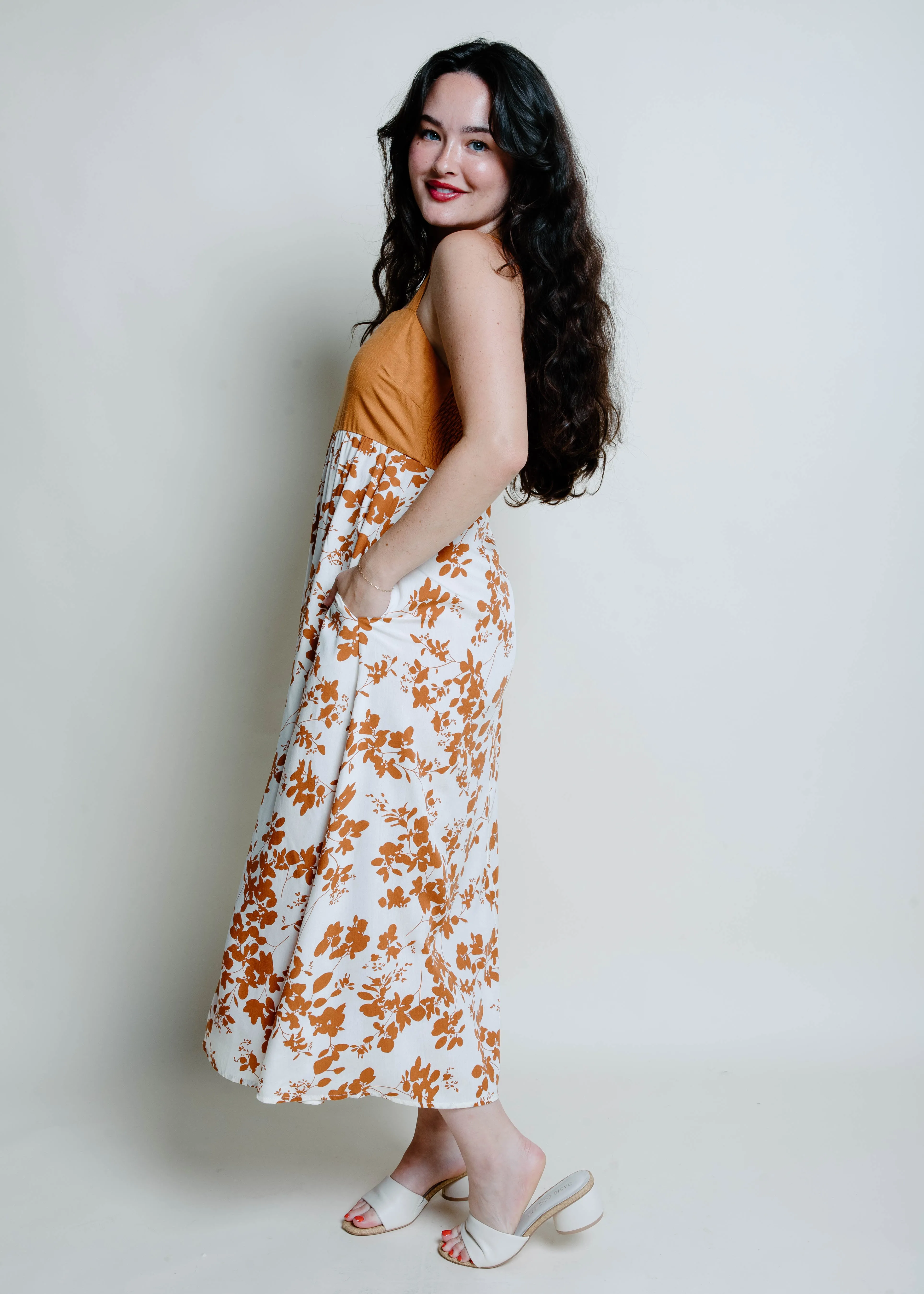 Fletcher Floral Midi Dress - Camel sold by Vinnie Louise product image thumbnail 4