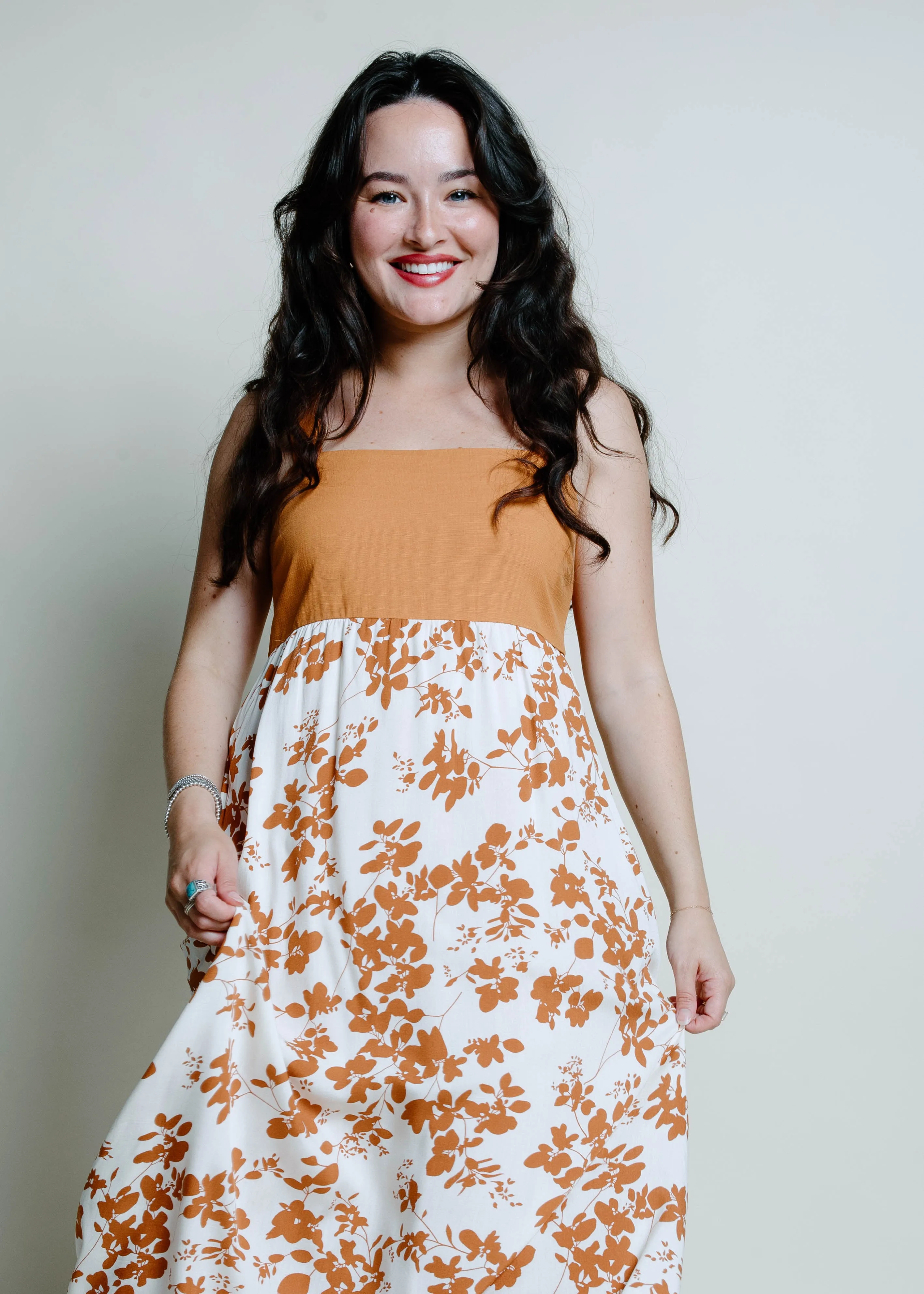 Fletcher Floral Midi Dress - Camel sold by Vinnie Louise product image thumbnail 3