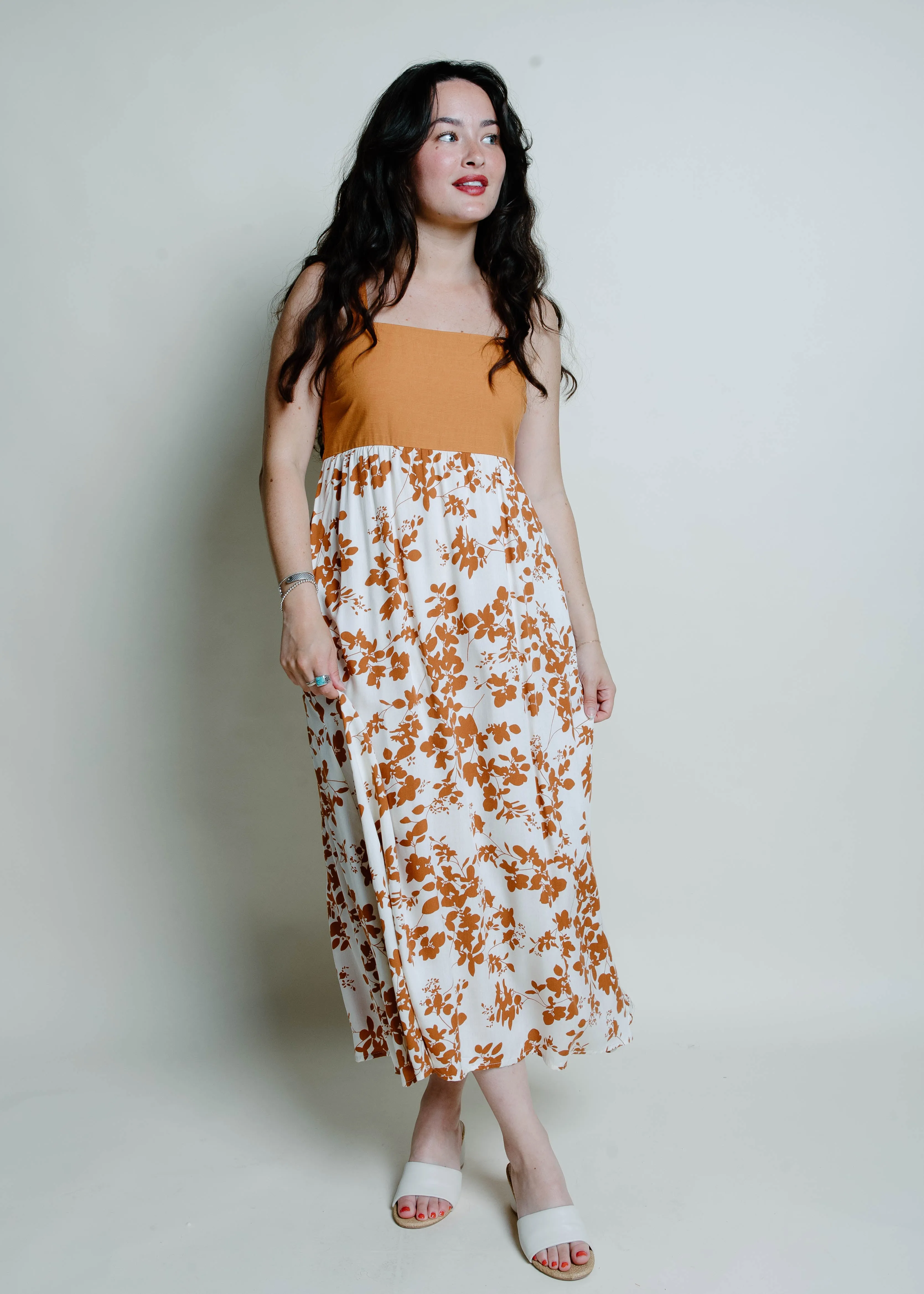 Fletcher Floral Midi Dress - Camel sold by Vinnie Louise product image thumbnail 2
