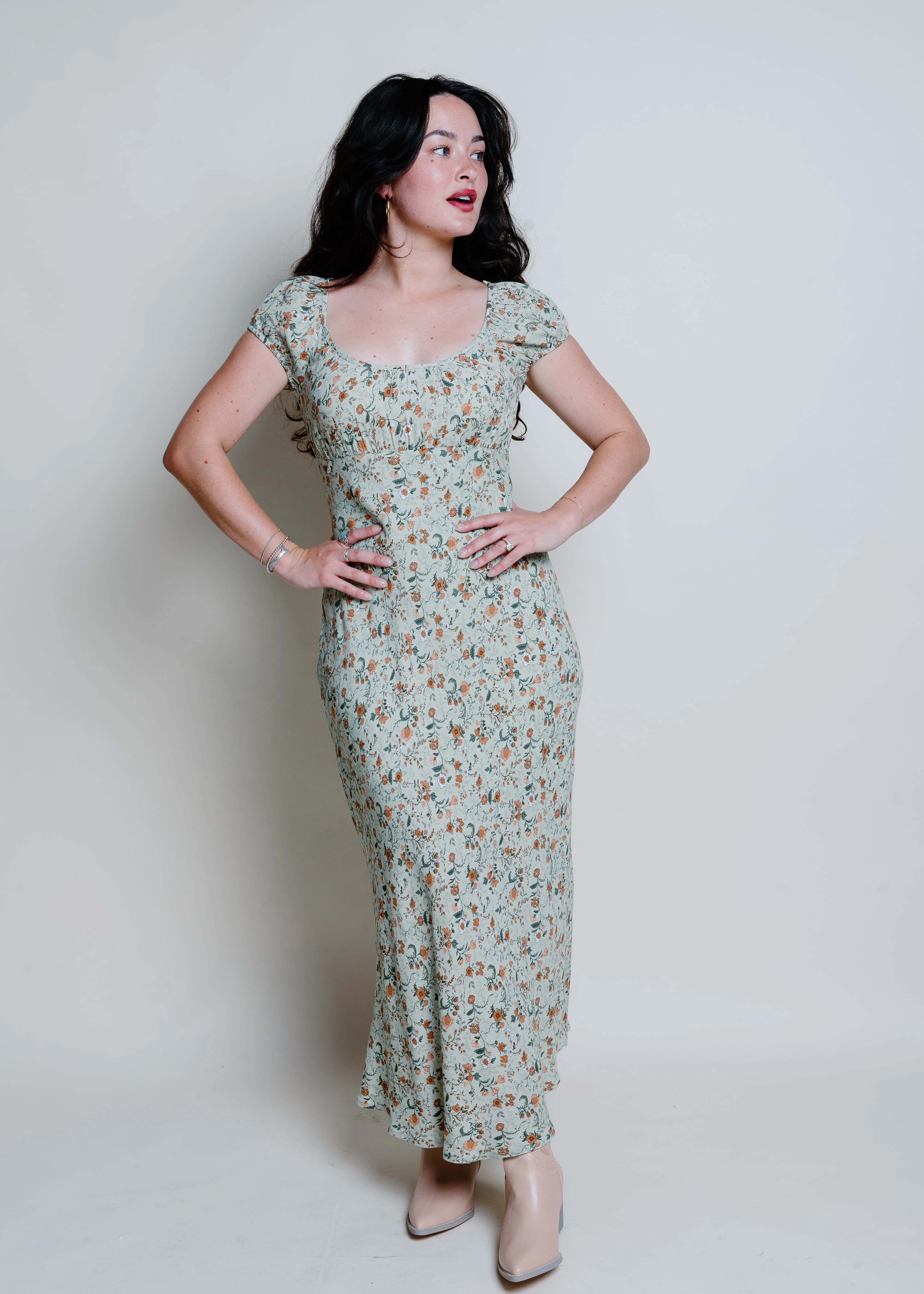 Olive Floral Midi Dress sold by Vinnie Louise product image thumbnail 5