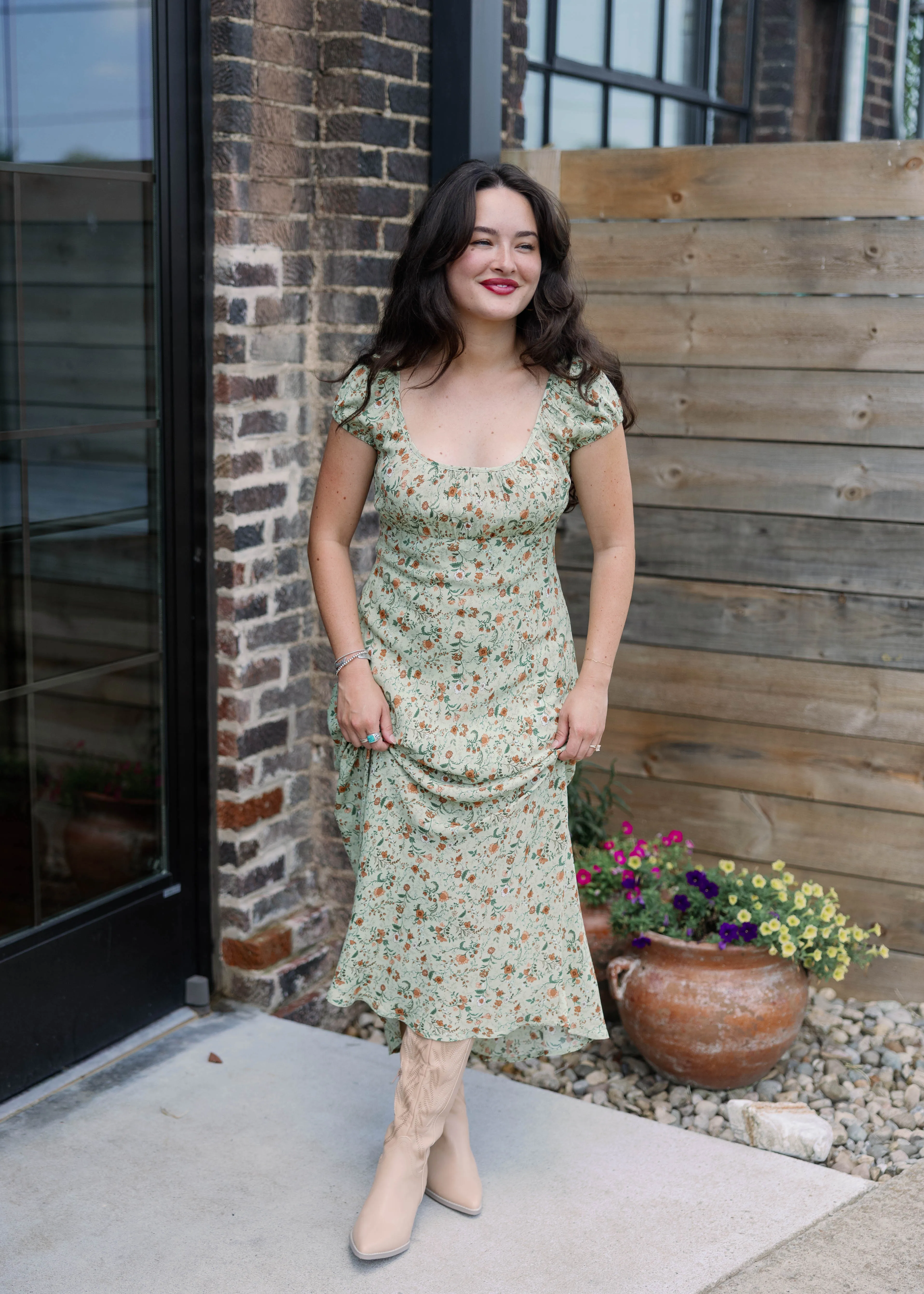 Olive Floral Midi Dress sold by Vinnie Louise product image thumbnail 2