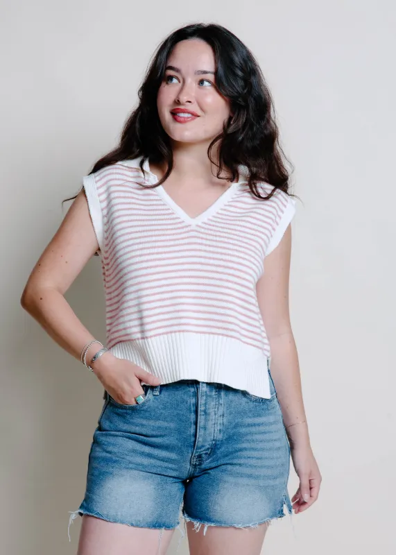 Matalyn Striped Knit Vest - Pink sold by Vinnie Louise