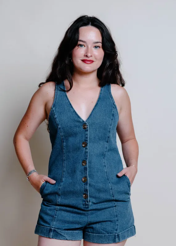 Denim Cowgirl Romper sold by Vinnie Louise