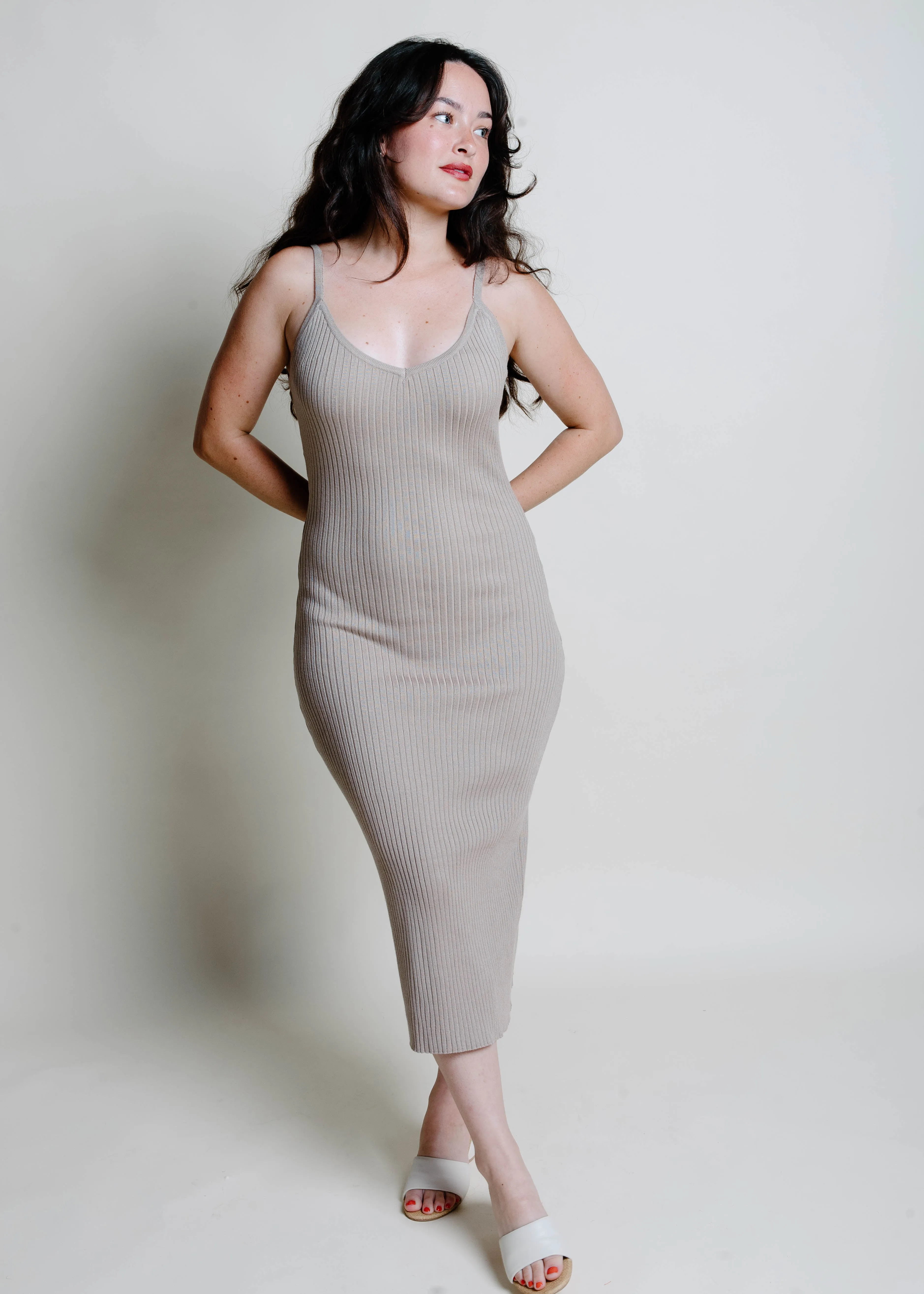 Avery Ribbed Midi Dress - Taupe sold by Vinnie Louise product image thumbnail 2