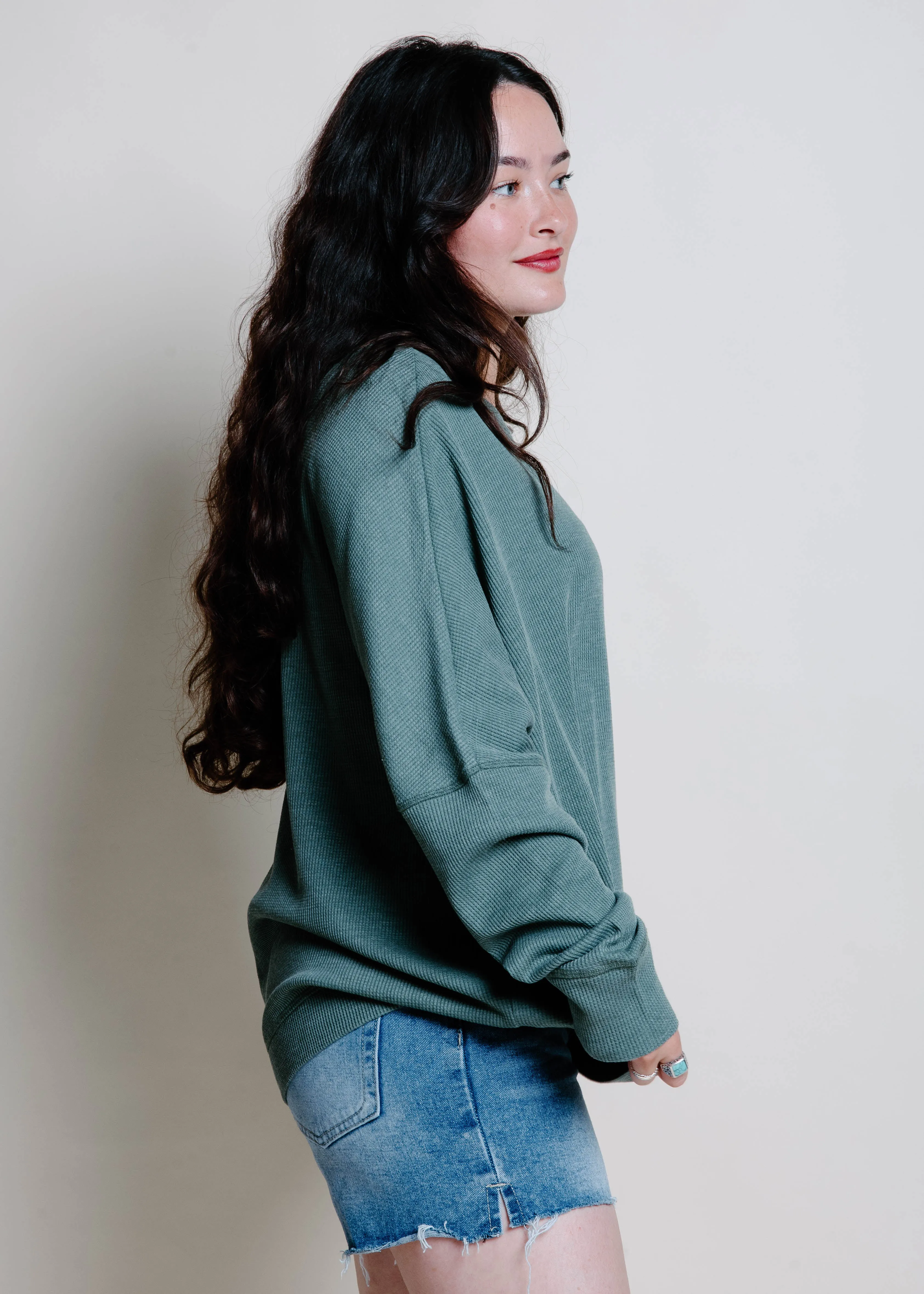 Ellie Waffle Pullover - Green sold by Vinnie Louise product image thumbnail 5