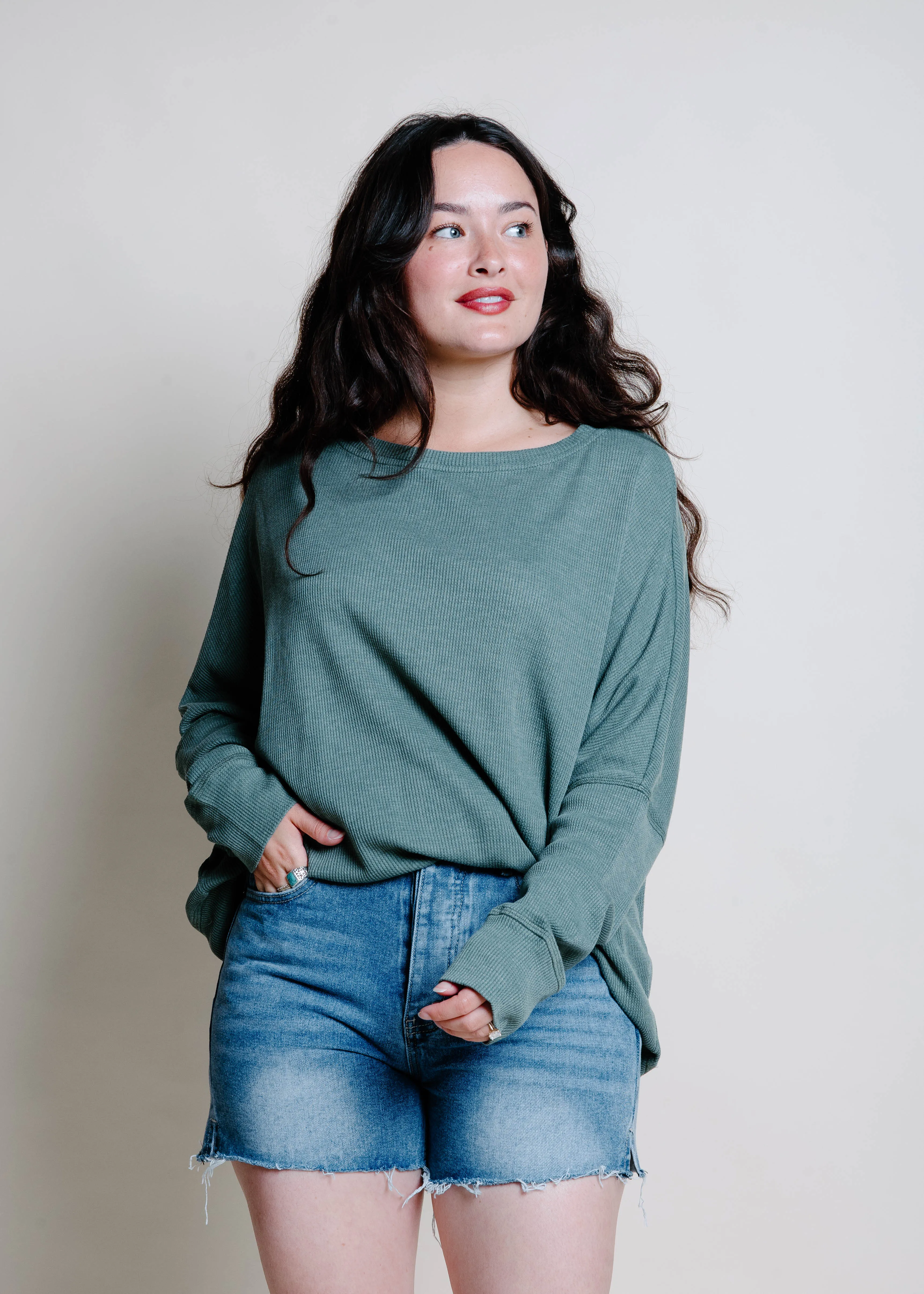 Ellie Waffle Pullover - Green sold by Vinnie Louise product image thumbnail 3