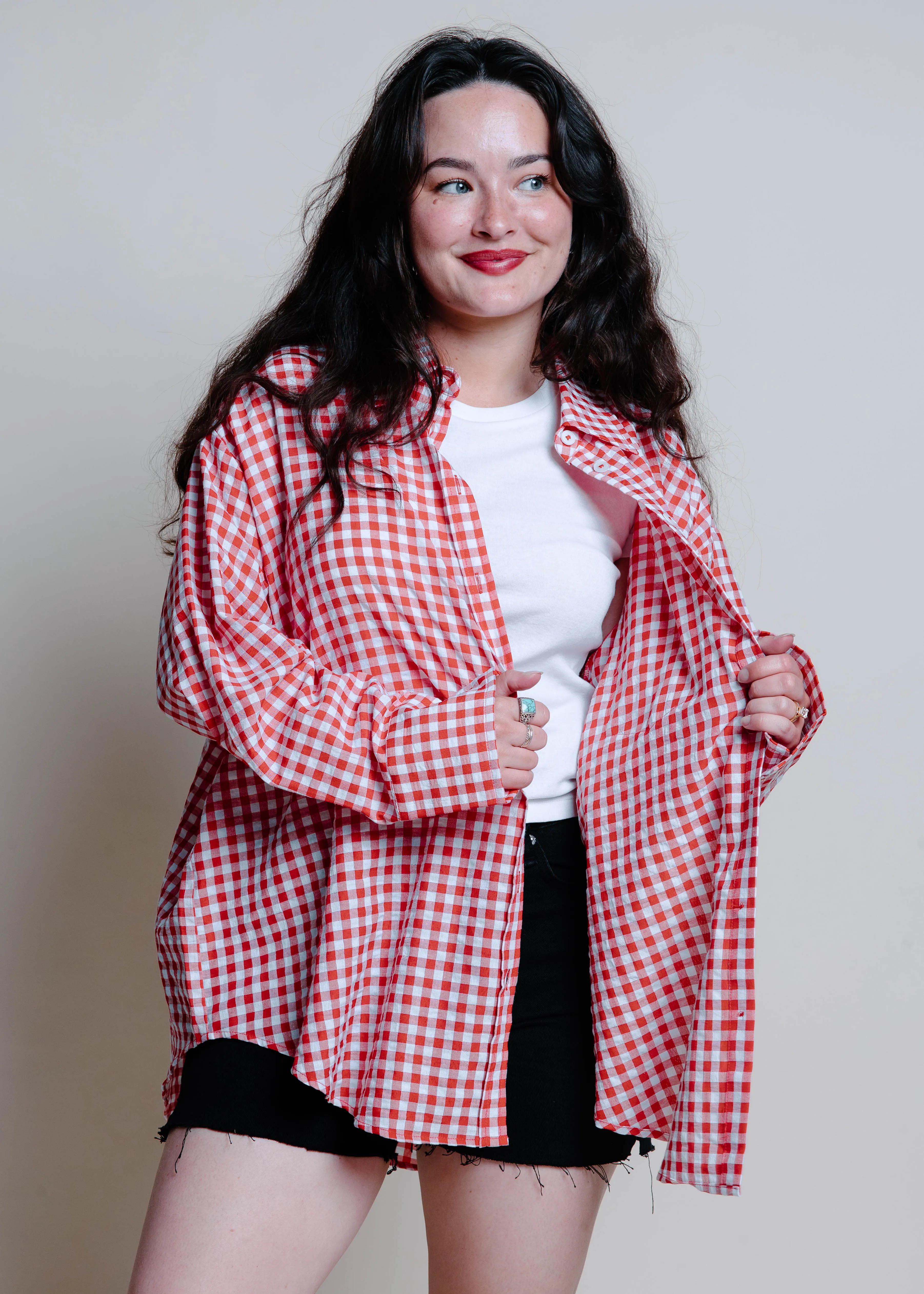 Countryside Gingham Button Down - Red sold by Vinnie Louise
