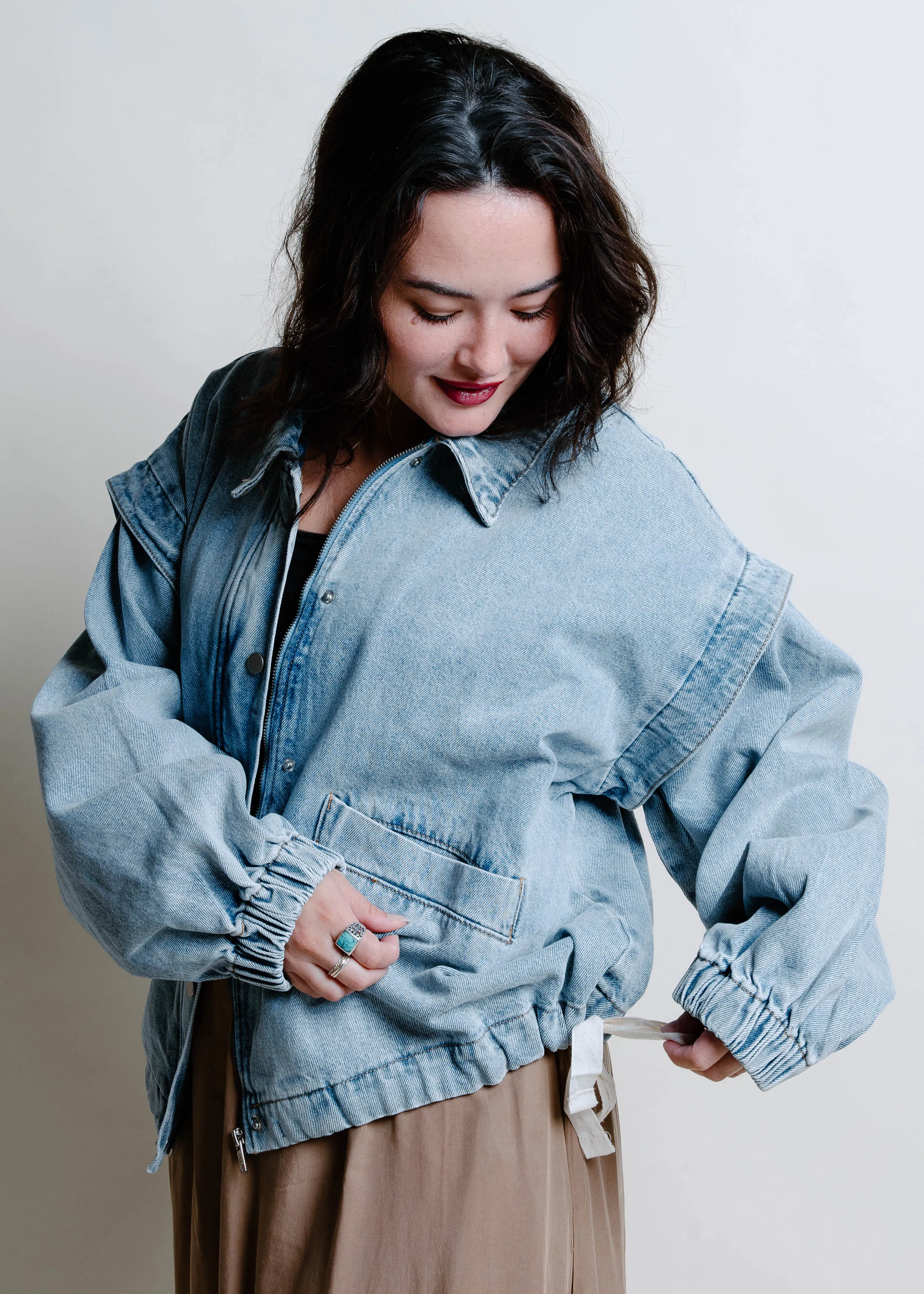Carol Oversized Denim Bomber Jacket sold by Vinnie Louise product image thumbnail 5