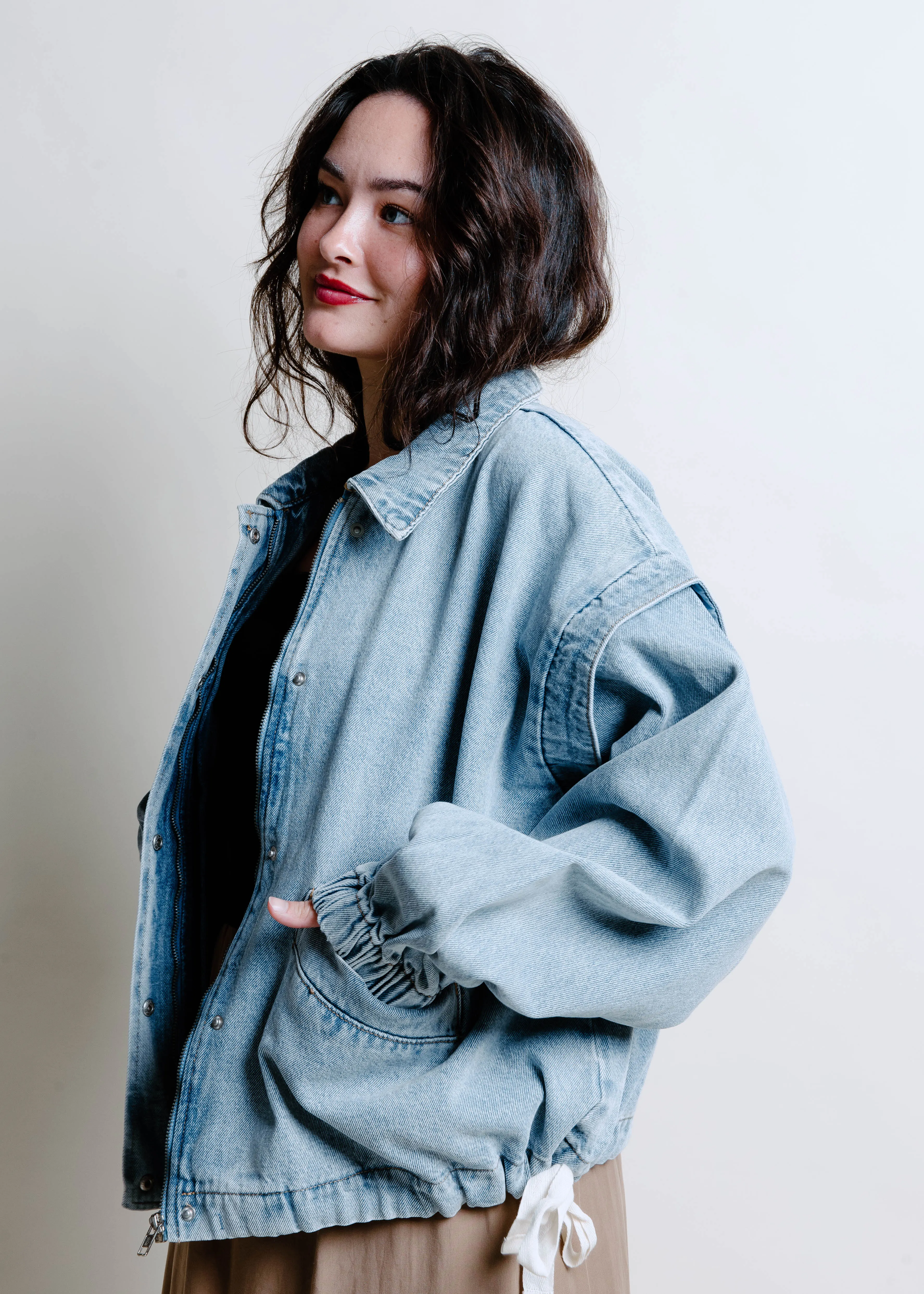 Carol Oversized Denim Bomber Jacket sold by Vinnie Louise product image thumbnail 2