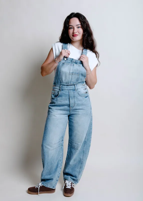 The Maddox Barrel Overalls - Light Wash sold by Vinnie Louise