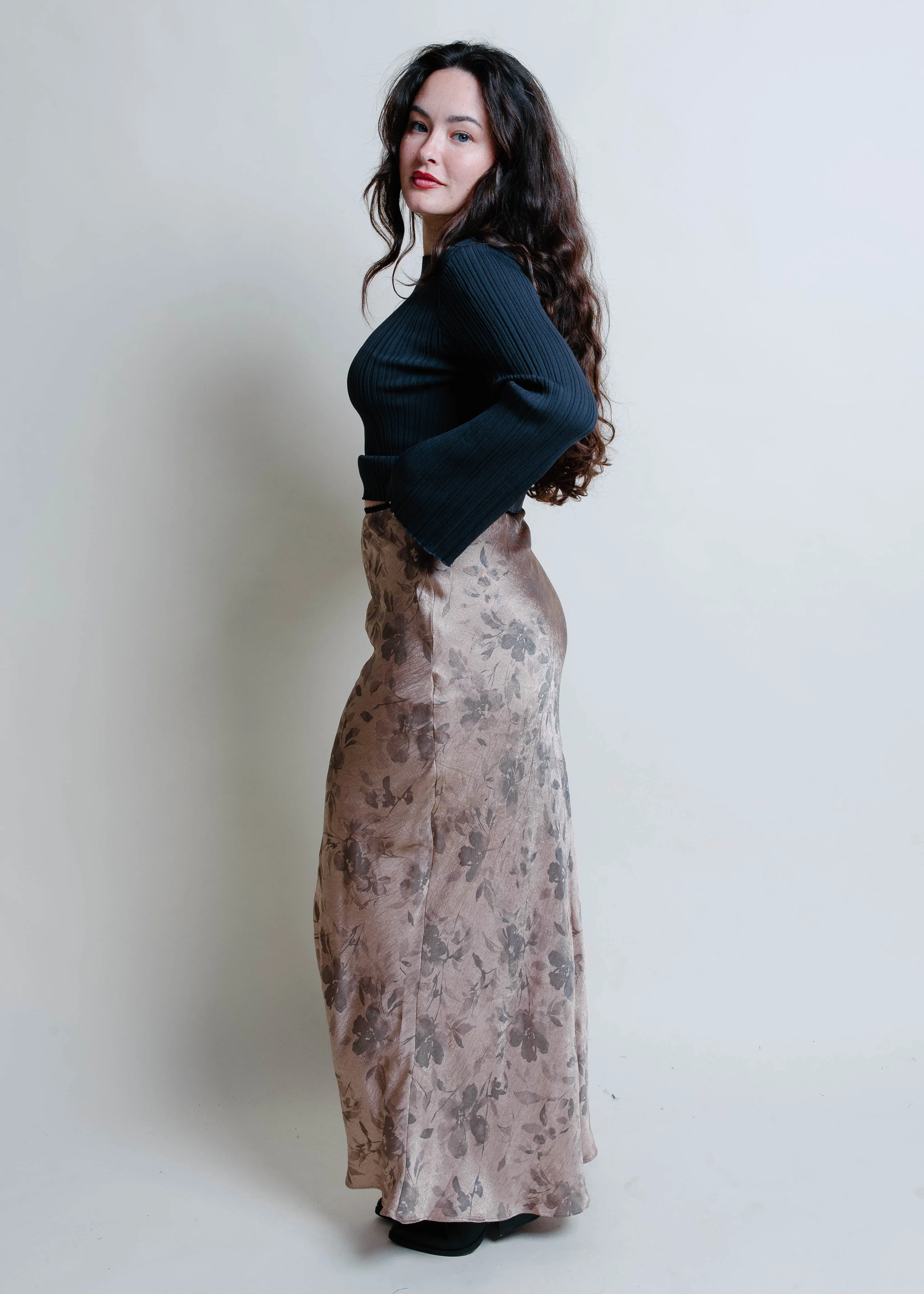 Jeanette Satin Floral Maxi Skirt sold by Vinnie Louise product image thumbnail 4