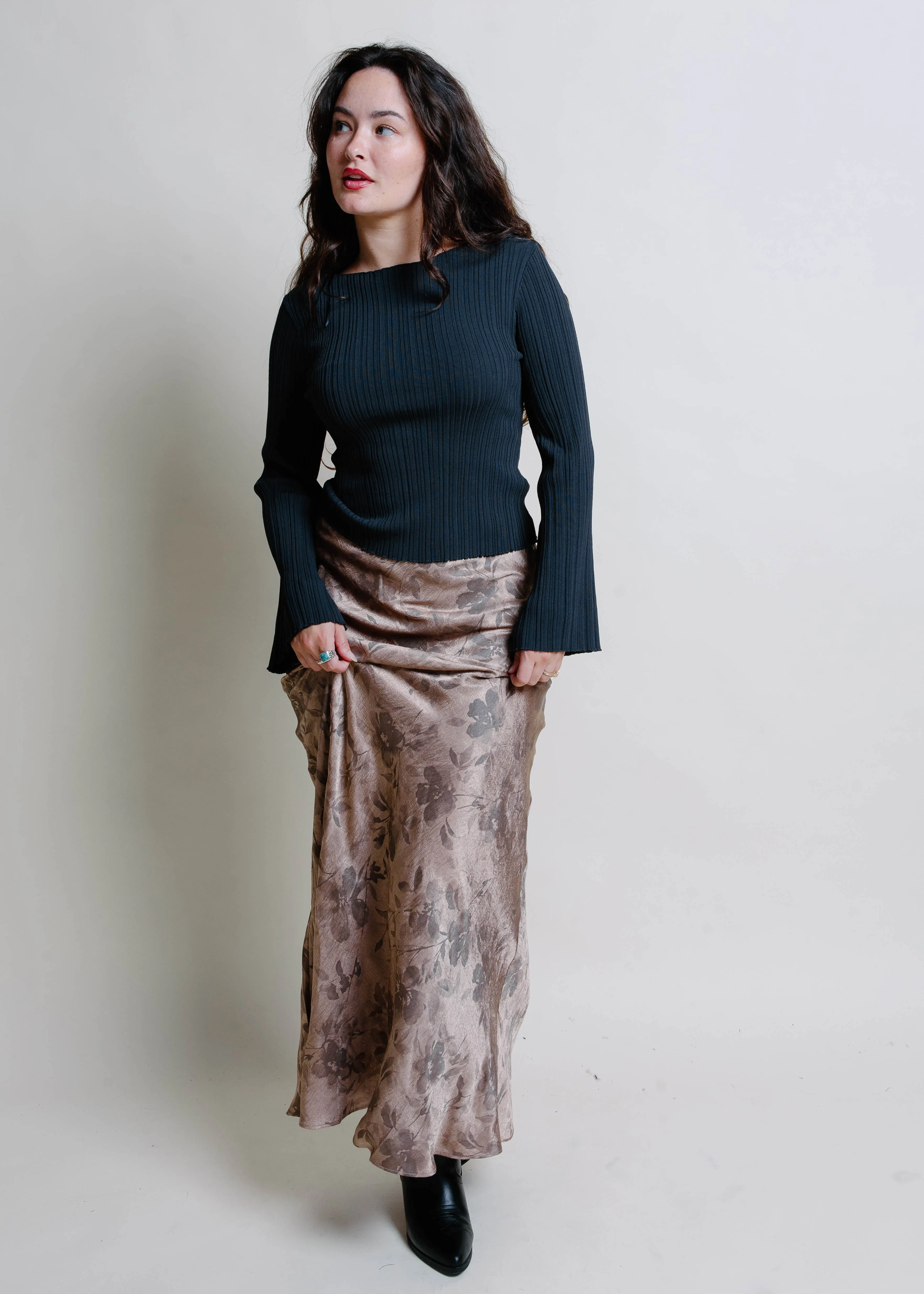 Jeanette Satin Floral Maxi Skirt sold by Vinnie Louise product image thumbnail 5