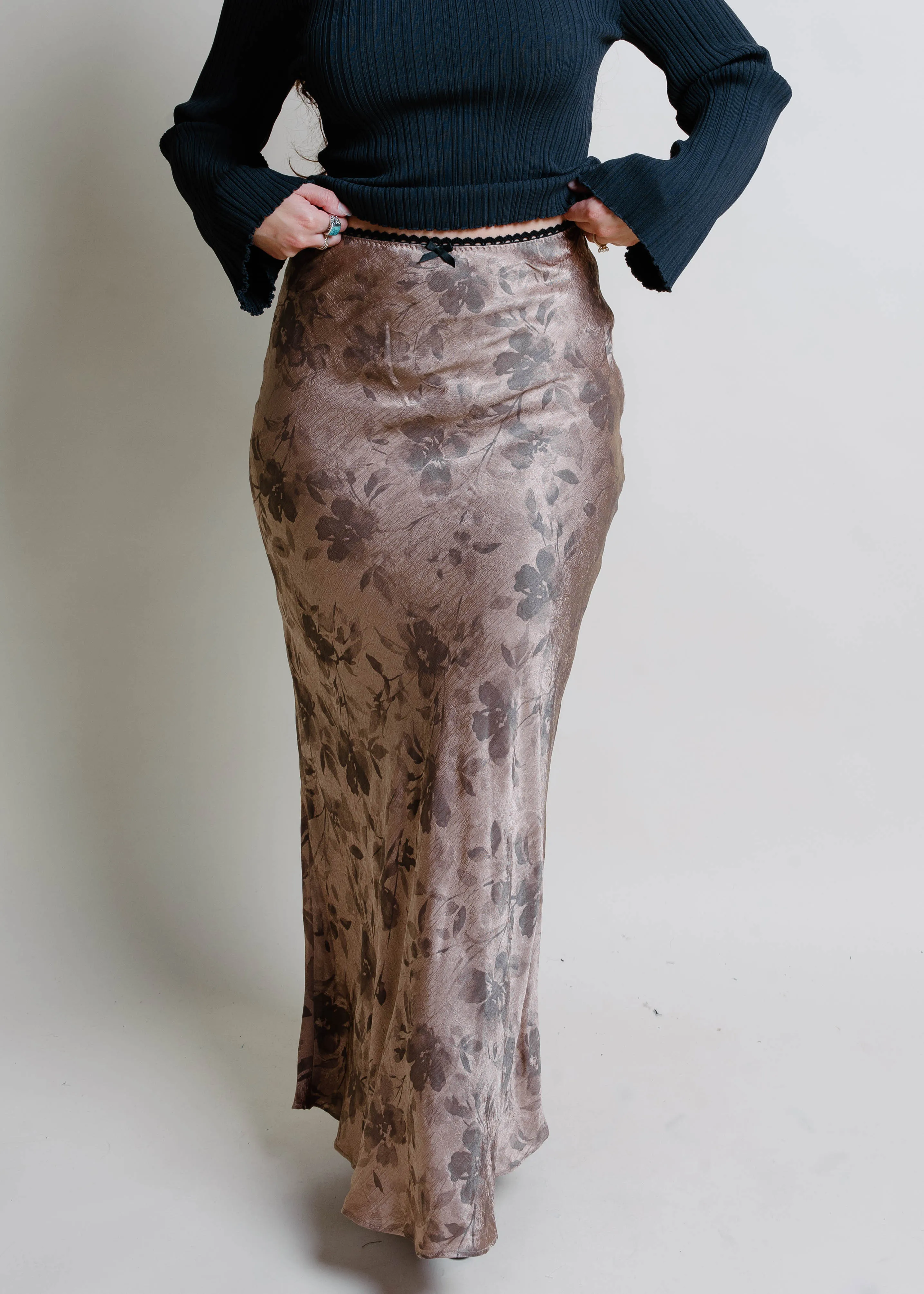 Jeanette Satin Floral Maxi Skirt sold by Vinnie Louise product image thumbnail 2