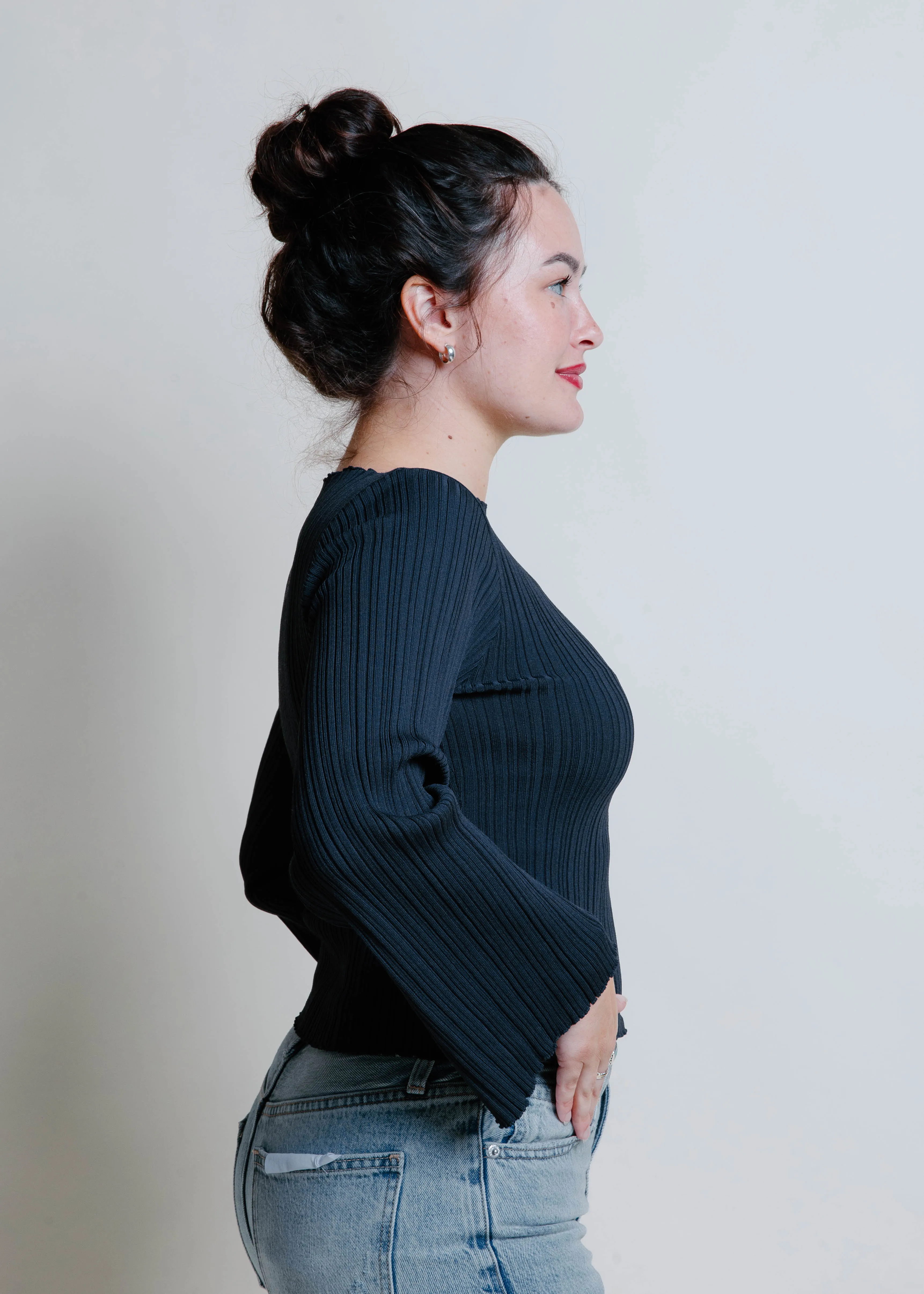 Mary Ribbed Knit Top - Charcoal sold by Vinnie Louise product image thumbnail 2