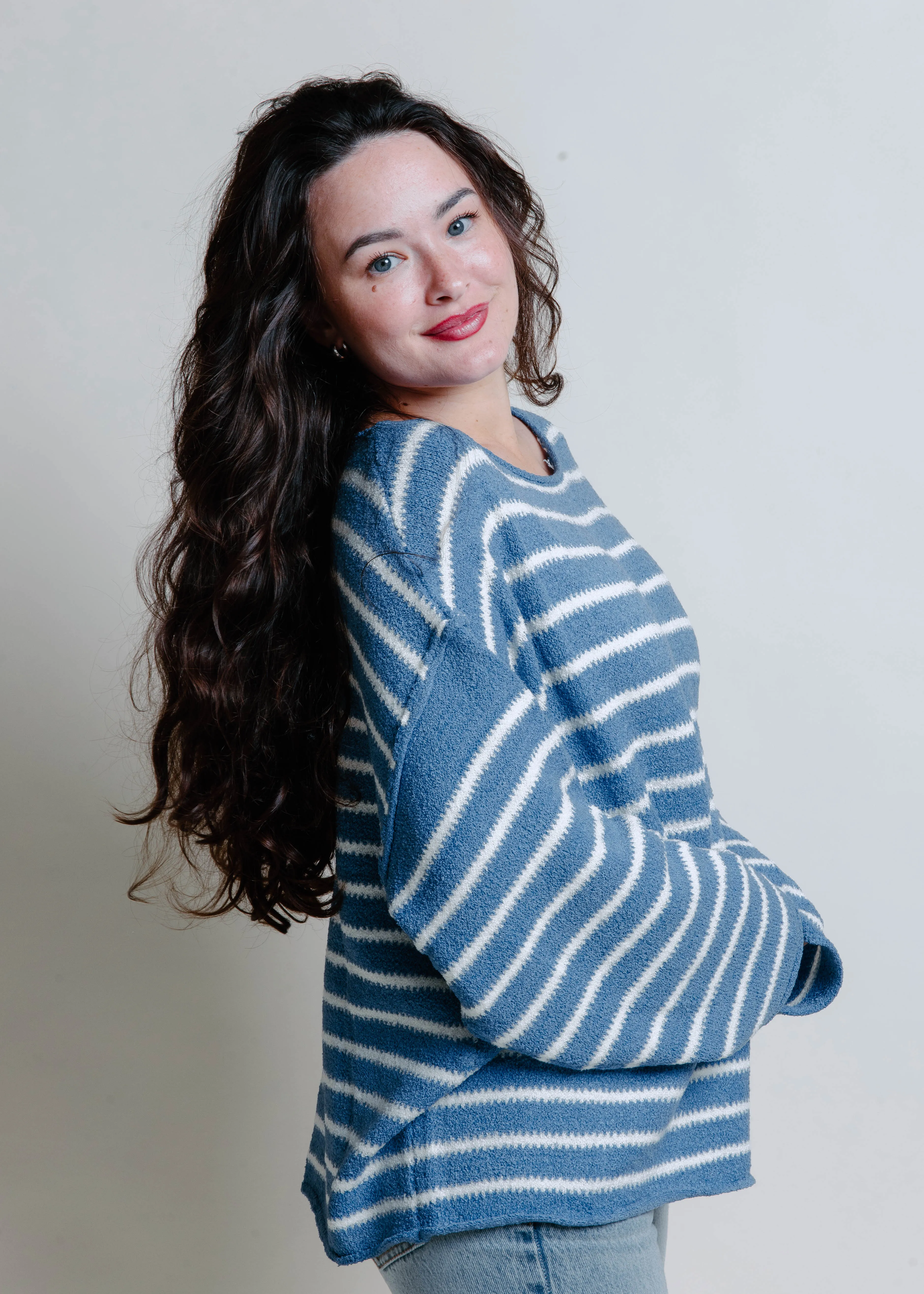 Manny Striped Knit Sweater - Blue sold by Vinnie Louise product image thumbnail 4