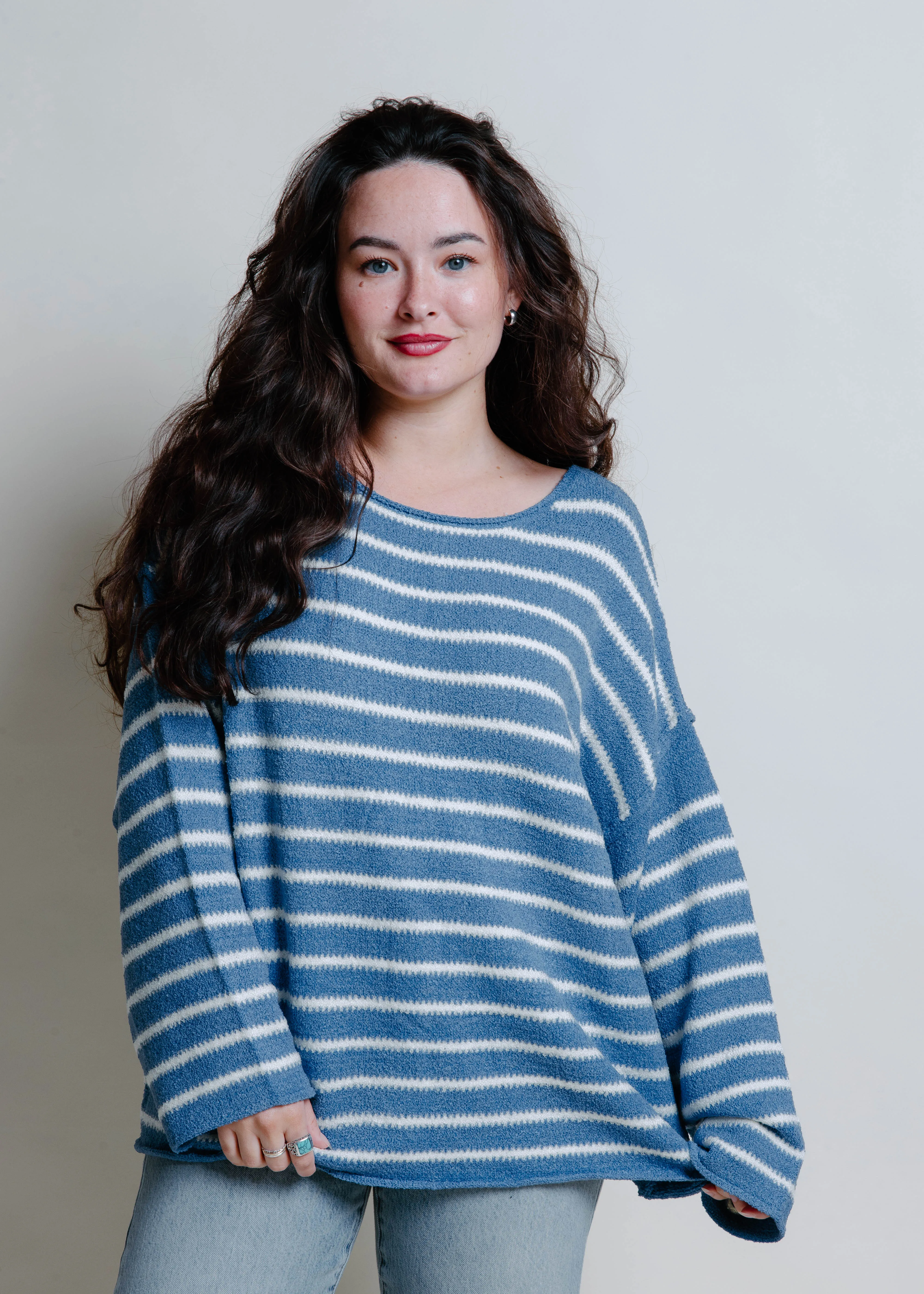 Manny Striped Knit Sweater - Blue sold by Vinnie Louise product image thumbnail 2