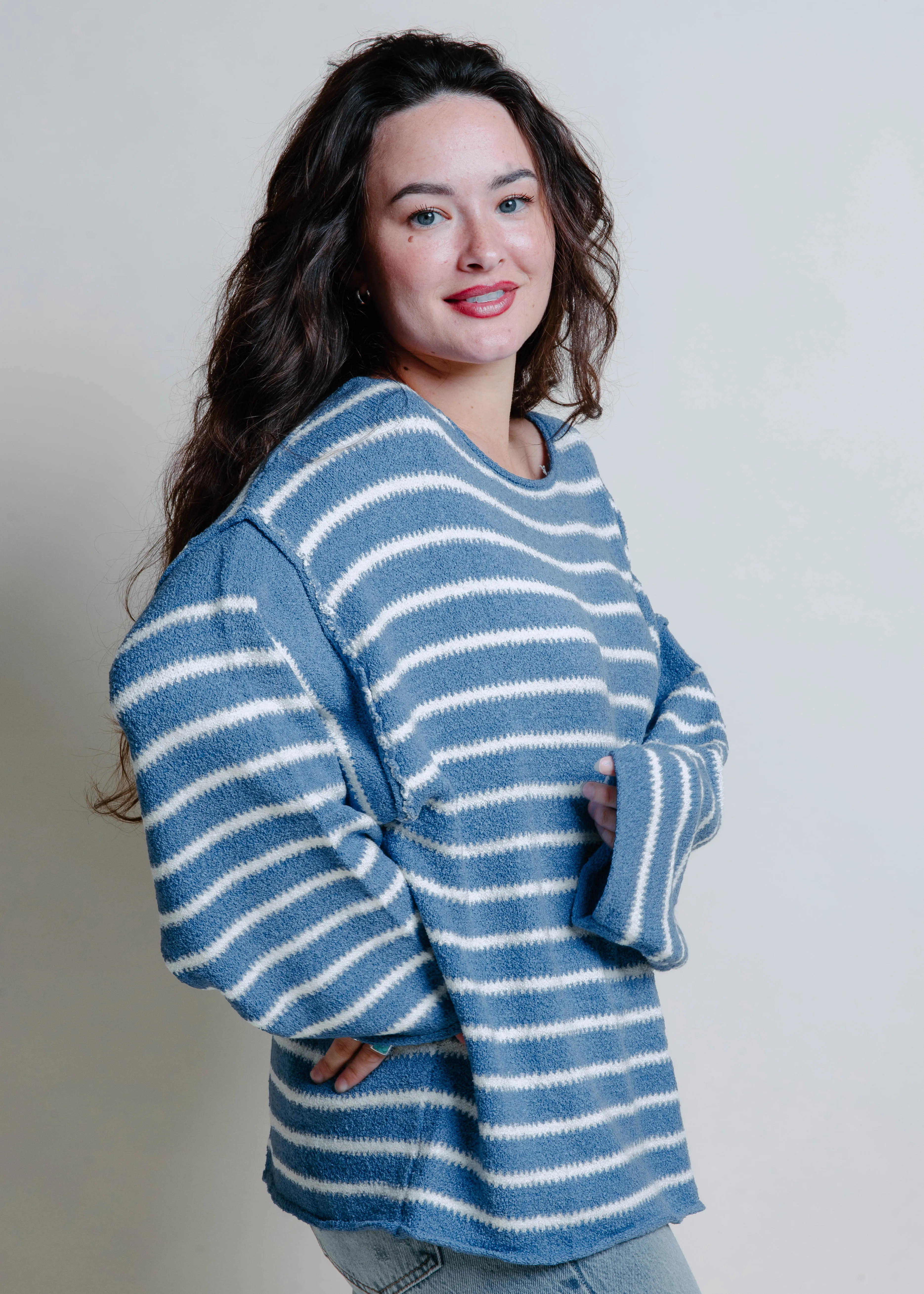 Manny Striped Knit Sweater - Blue sold by Vinnie Louise product image thumbnail 3