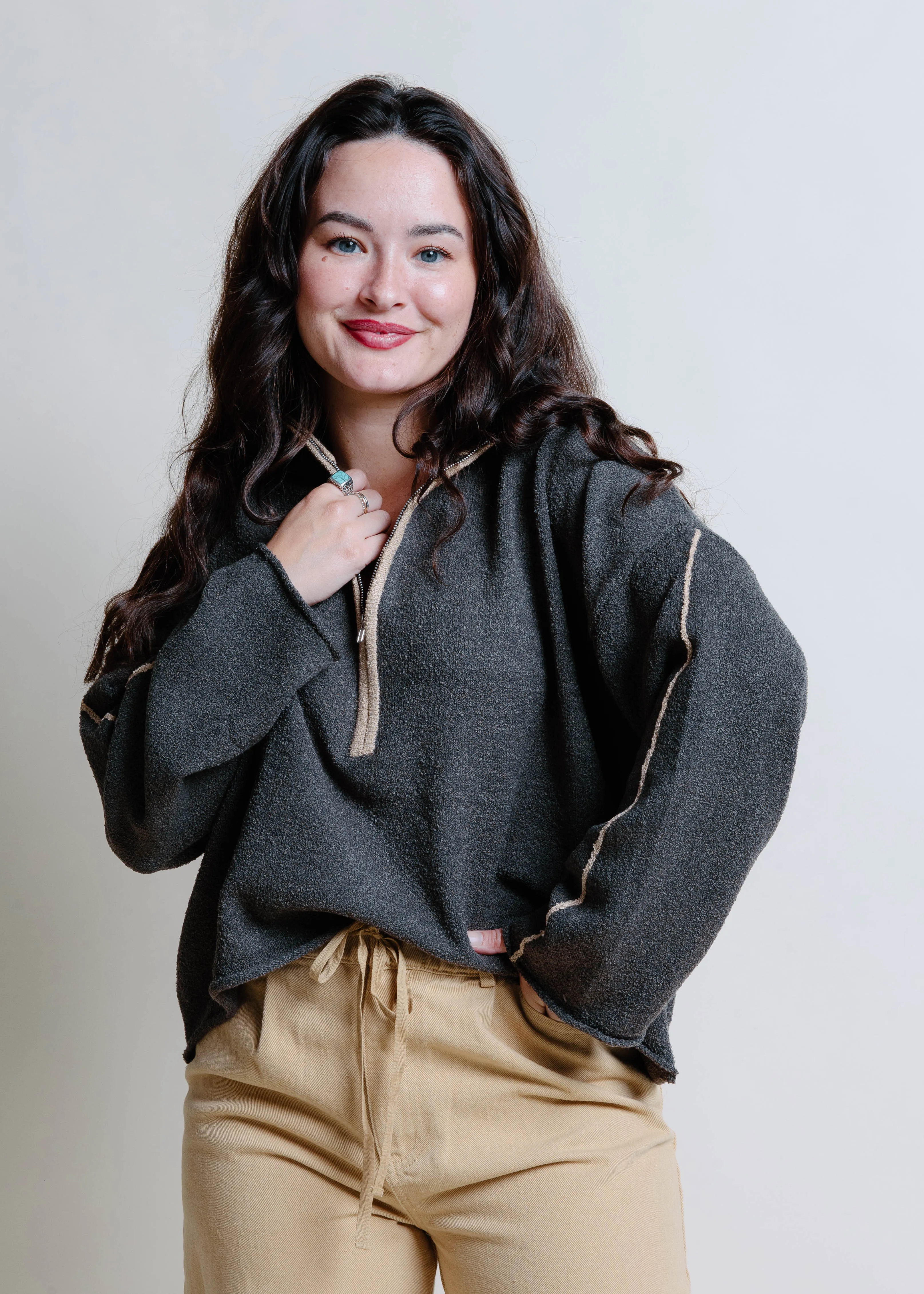 Rollie Half Zip Sweater - Charcoal sold by Vinnie Louise product image thumbnail 2