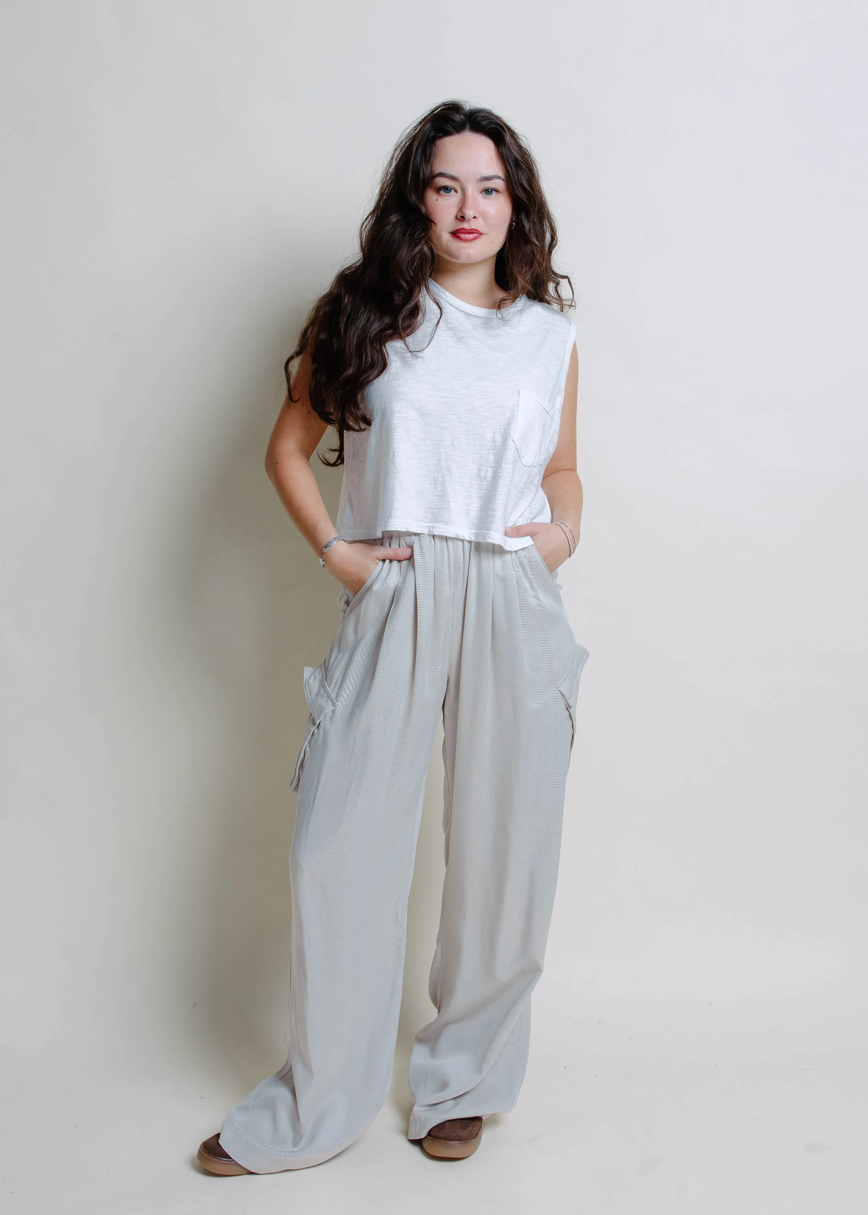 The Hillsboro Cargo Pants - Cloud sold by Vinnie Louise